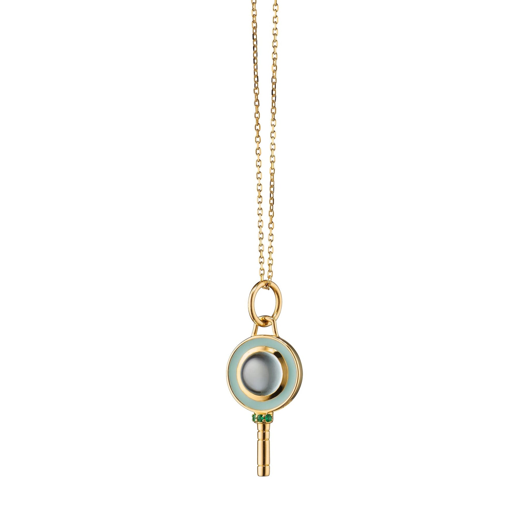 Monica Rich Kosann 18k Yellow Gold Mini Pocketwatch Key Charm Necklace