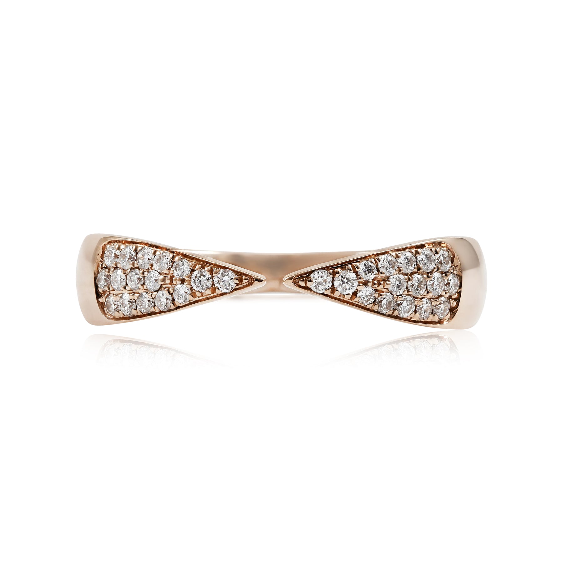 14K ROSE GOLD PAVE BOWTIE RING 0.17CTW