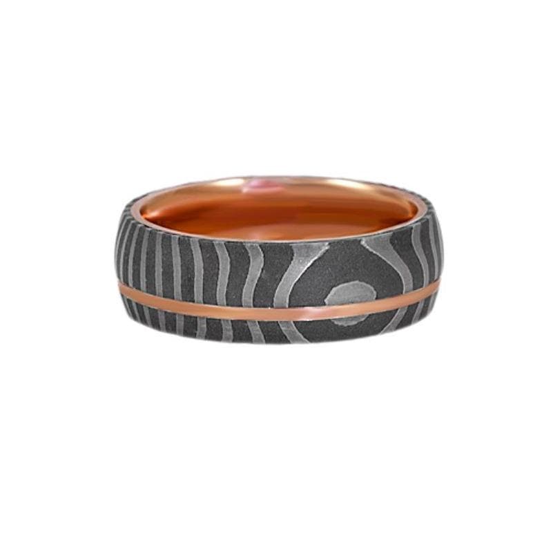 14K Rose Gold Acid Washed Tiger Wedding Band