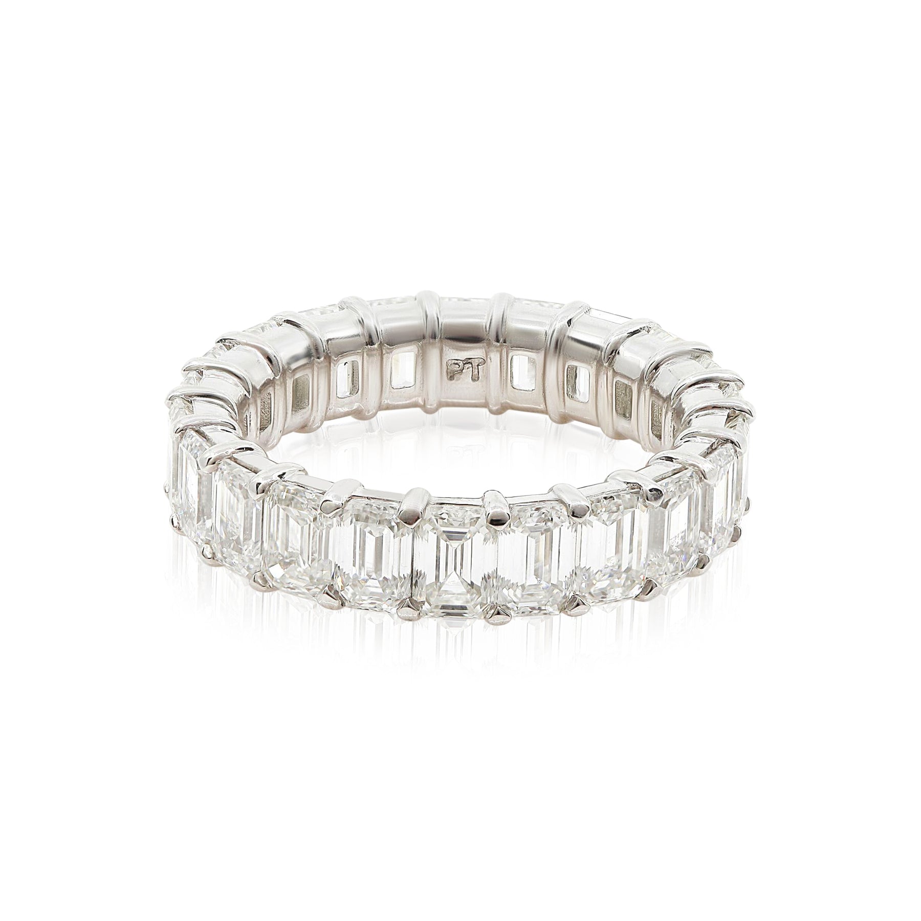 PLATINUM EMERALD-CUT DIAMOND ETERNITY BAND 5.46CTW