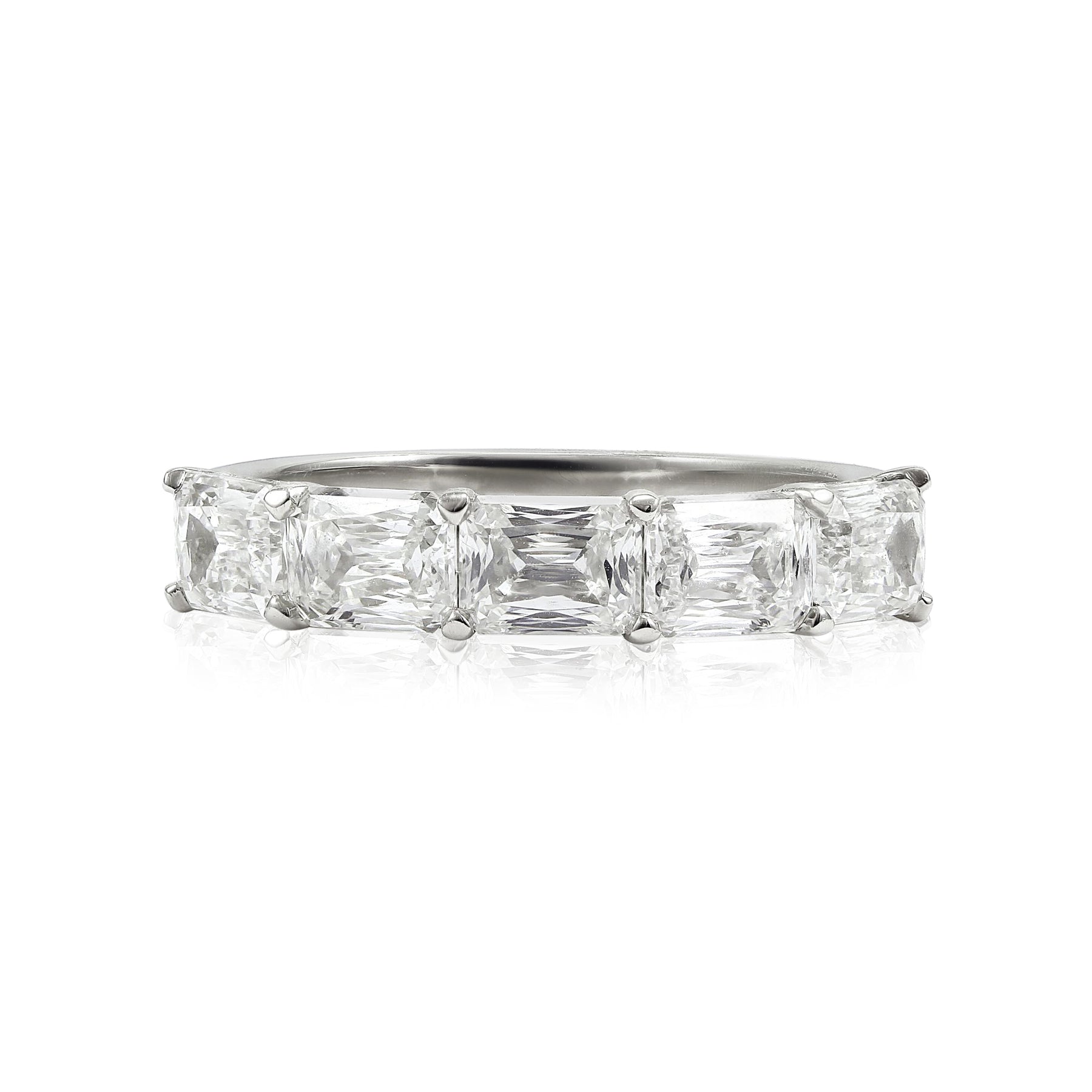 PLATINUM 2.47CTW MODIFIED EMERALD-CUT DIAMOND BAND WITH DIAMOND ACCENTS 0.12CTW