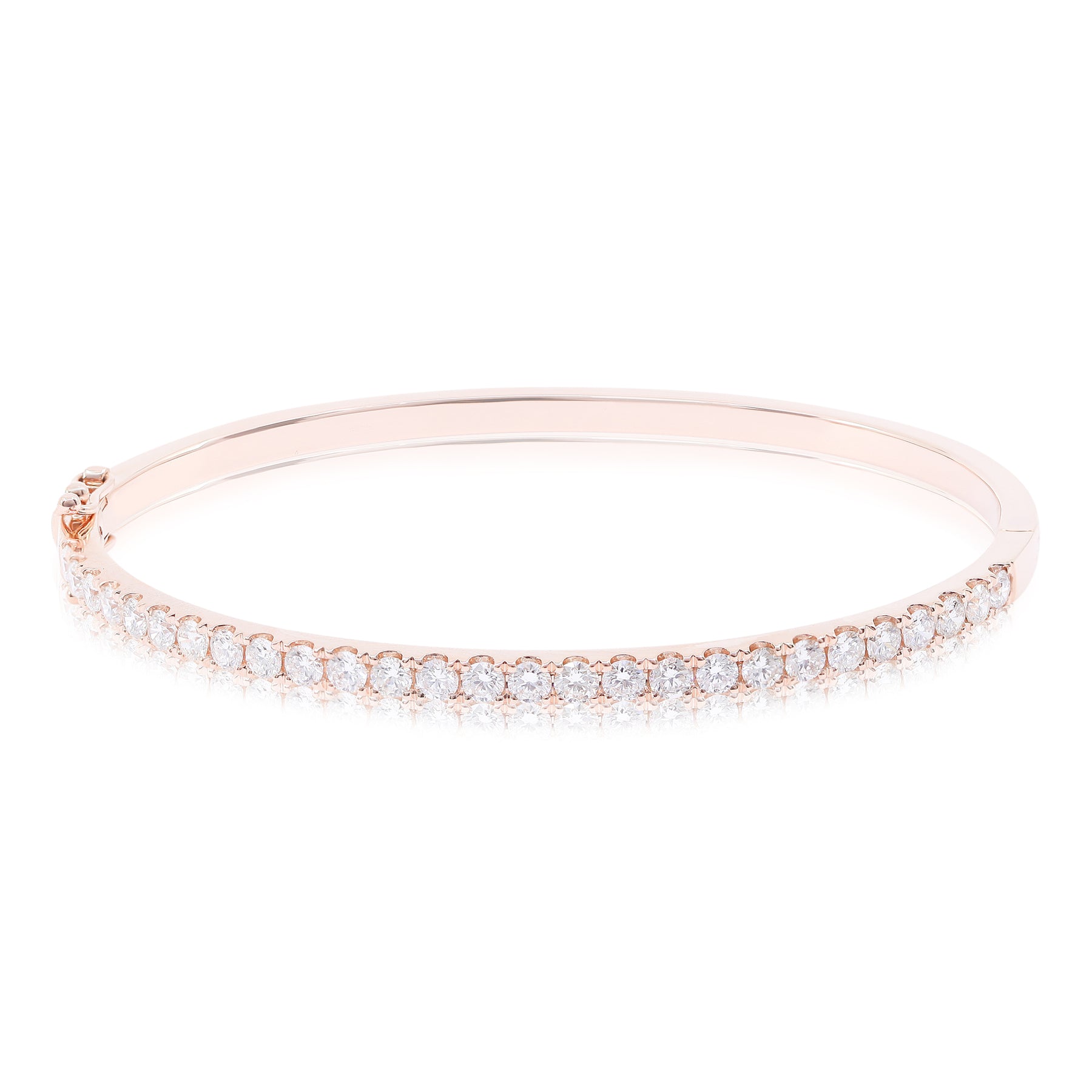 18K ROSE GOLD 3MM DIAMOND BANGLE BRACELET