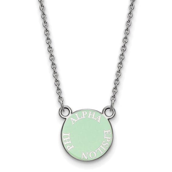 Sterling Silver Pitt Greek Alpha EPSILON Phi Enamel Disc Necklace