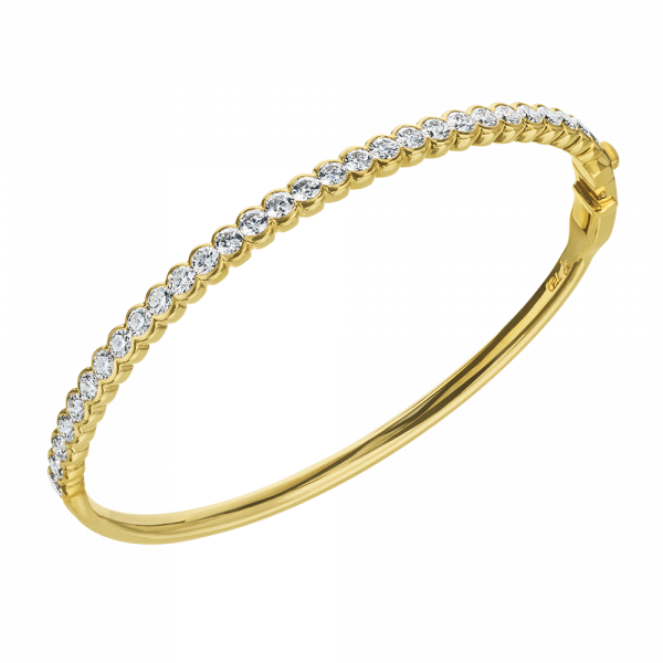 MARK PATTERSON 18K YELLOW GOLD ESSENTAILS HALF-BEZEL SET DIAMOND BANGLE BRACELET 2.33CTW