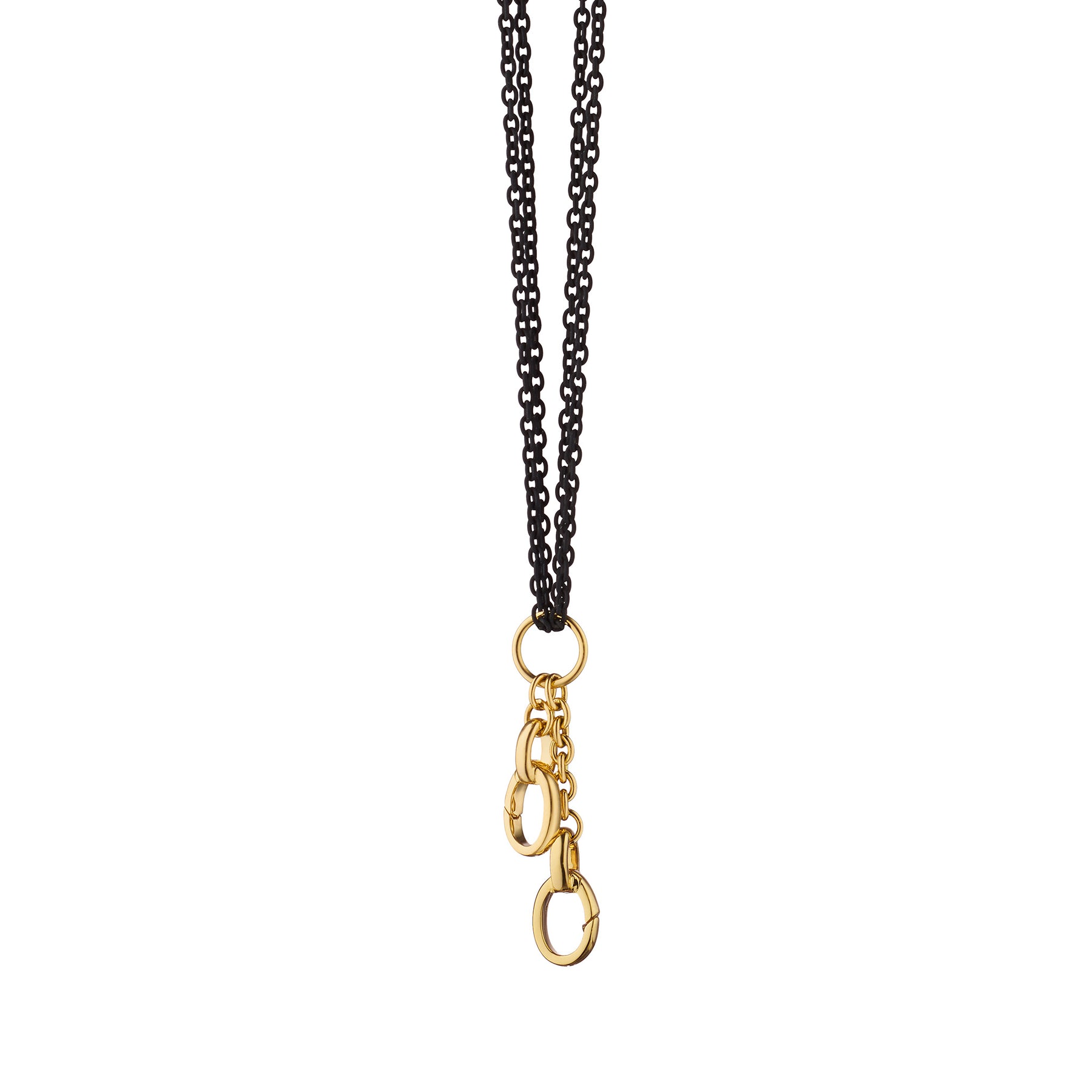 MONICA RICH KOSANN 18K YELLOW GOLD DESIGN-YOUR-OWN CHARM ENHANCER BLACK STEEL CHAIN NECKLACE