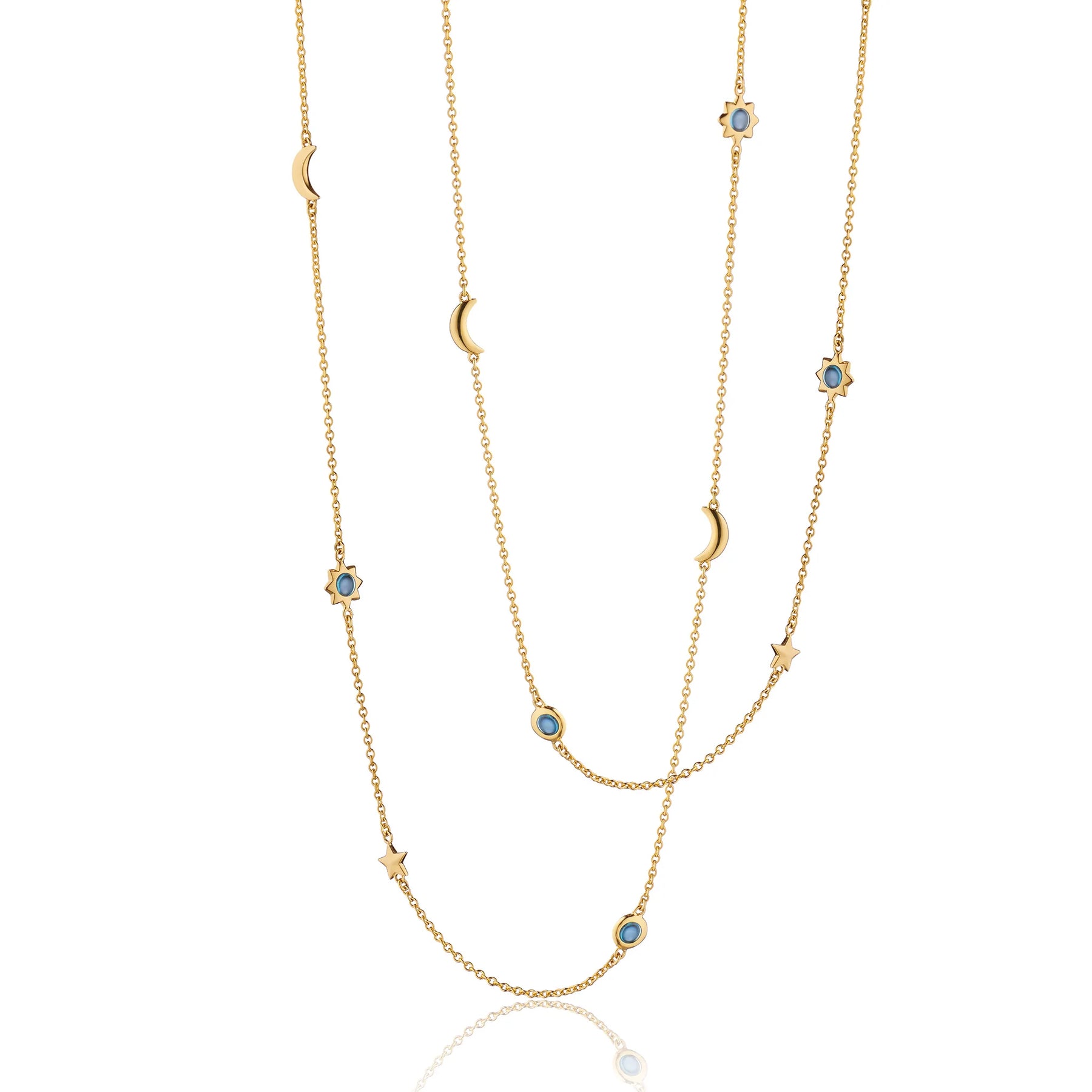 18K YELLOW GOLD MY SUN MOON AND STARS 36-INCH NECKLACE