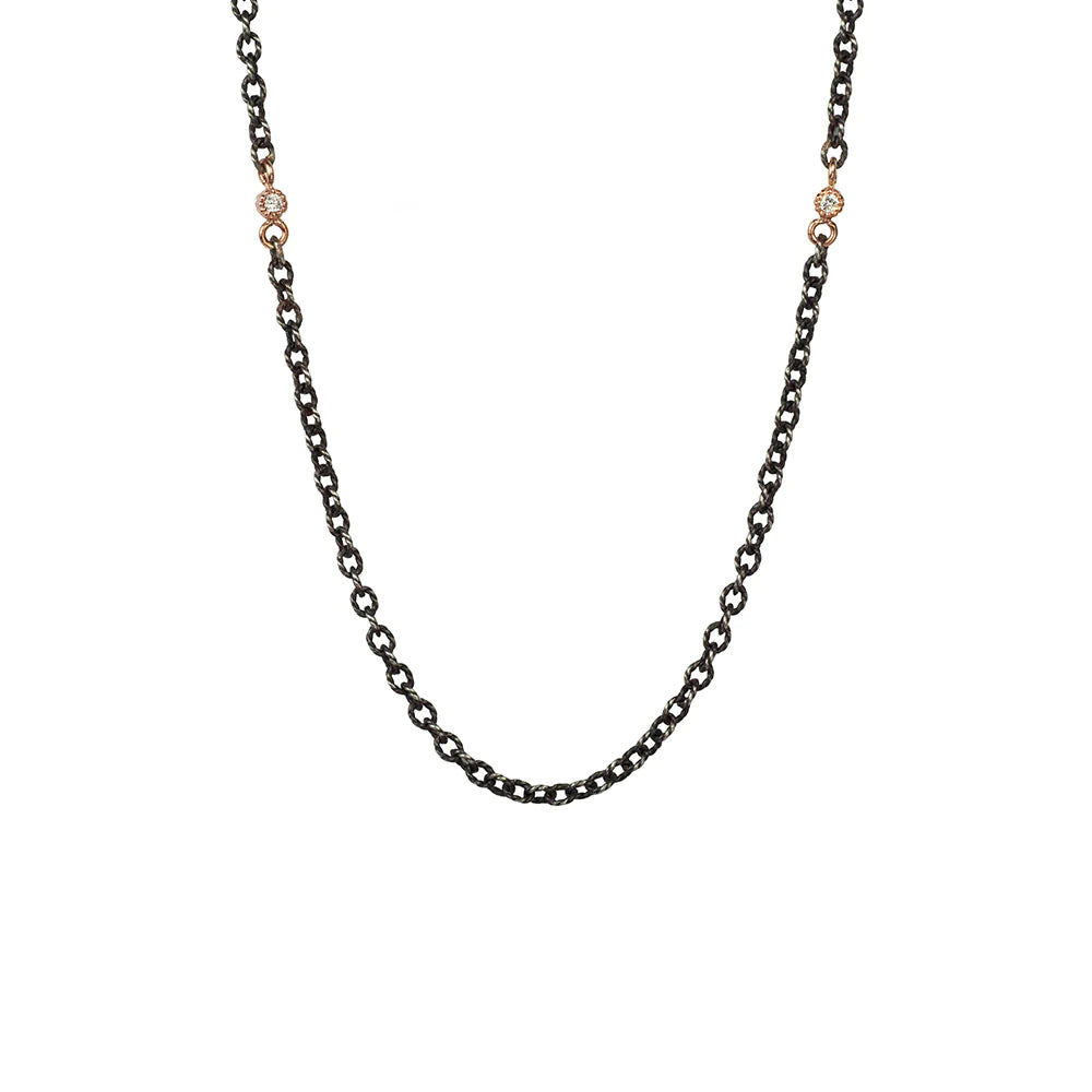 SUNEERA BLACK RHODIUM AND STERLING SILVER DIAMOND CABLE CHAIN