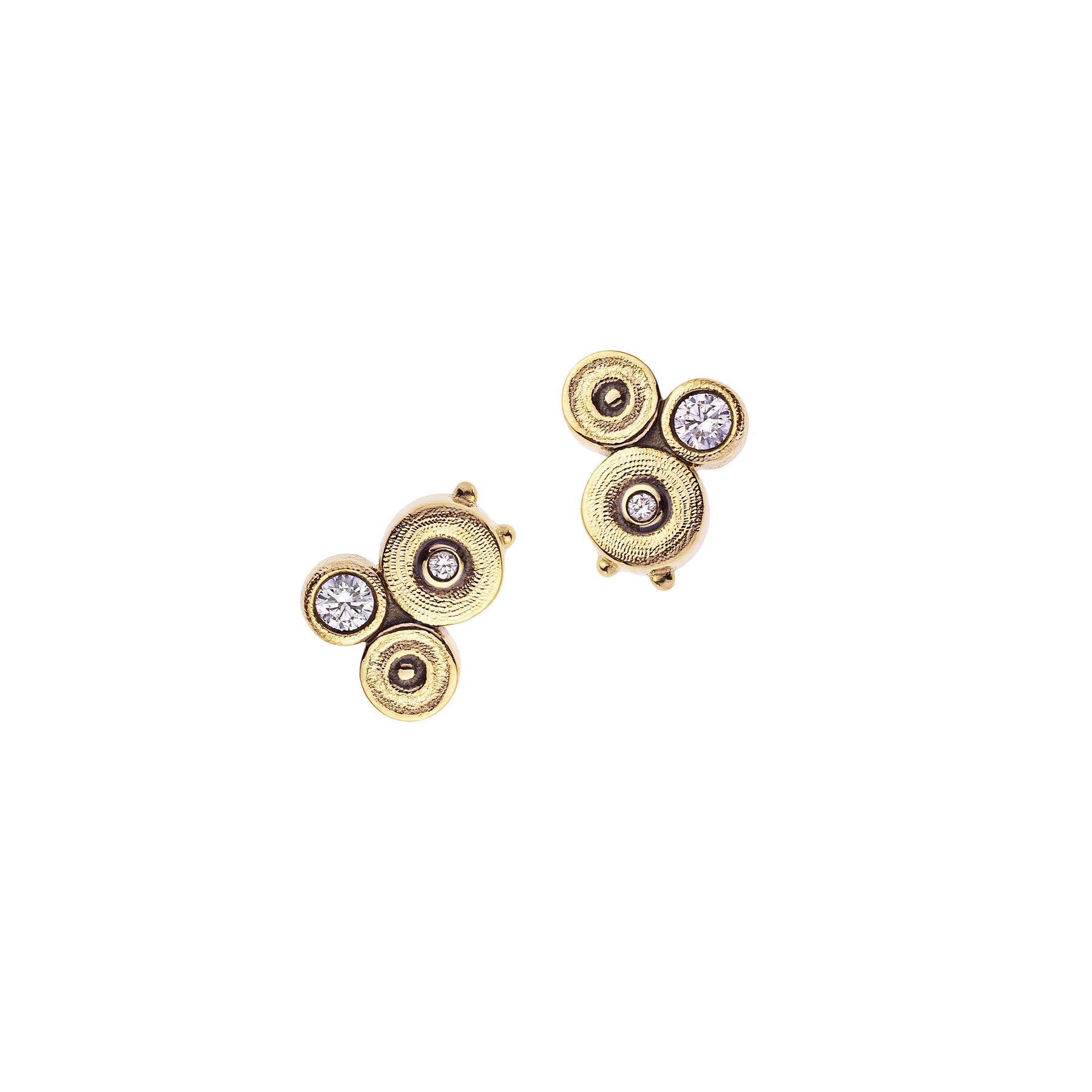 ALEX SEPKUS 18K YELLOW GOLD OCEAN STUD EARRINGS 0.10CTW