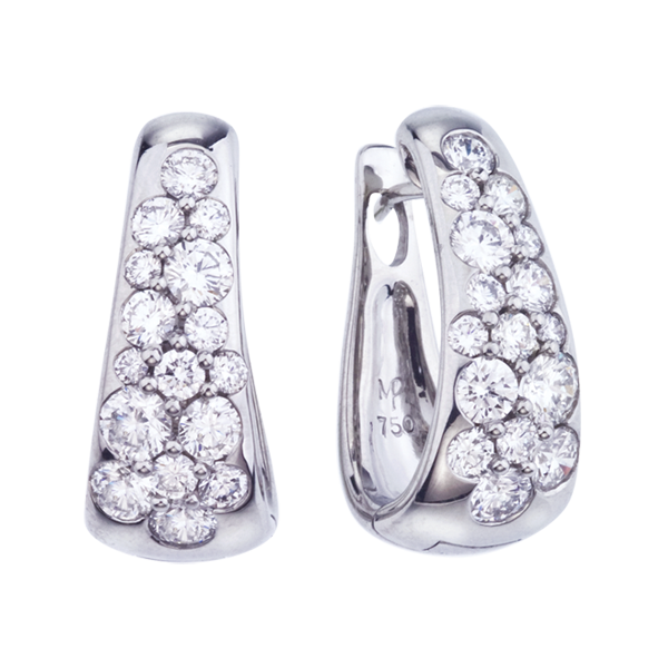 18K WHITE GOLD TANGO DIAMOND U-HOOP EARRINGS 2.31CTW