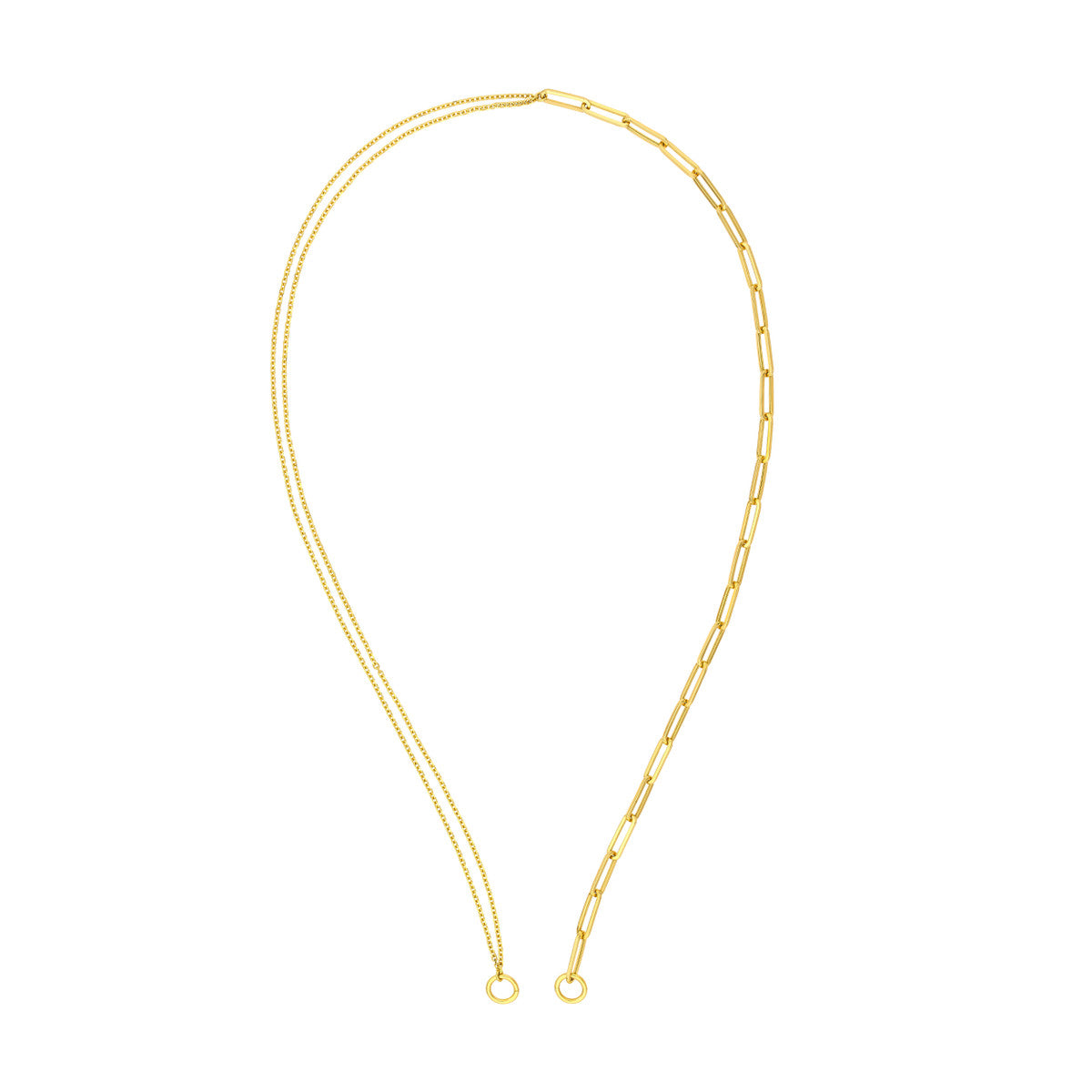 14K YELLOW GOLD 20-INCH CABLE AND PAPERCLIP LINK NECKLACE (DESIGNER CLASP SOLD SEPARATELY)