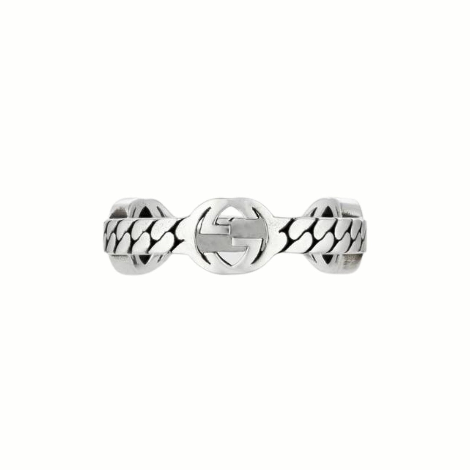 GUCCI STERLING SILVER 5.5MM INTERLOCKING G RING