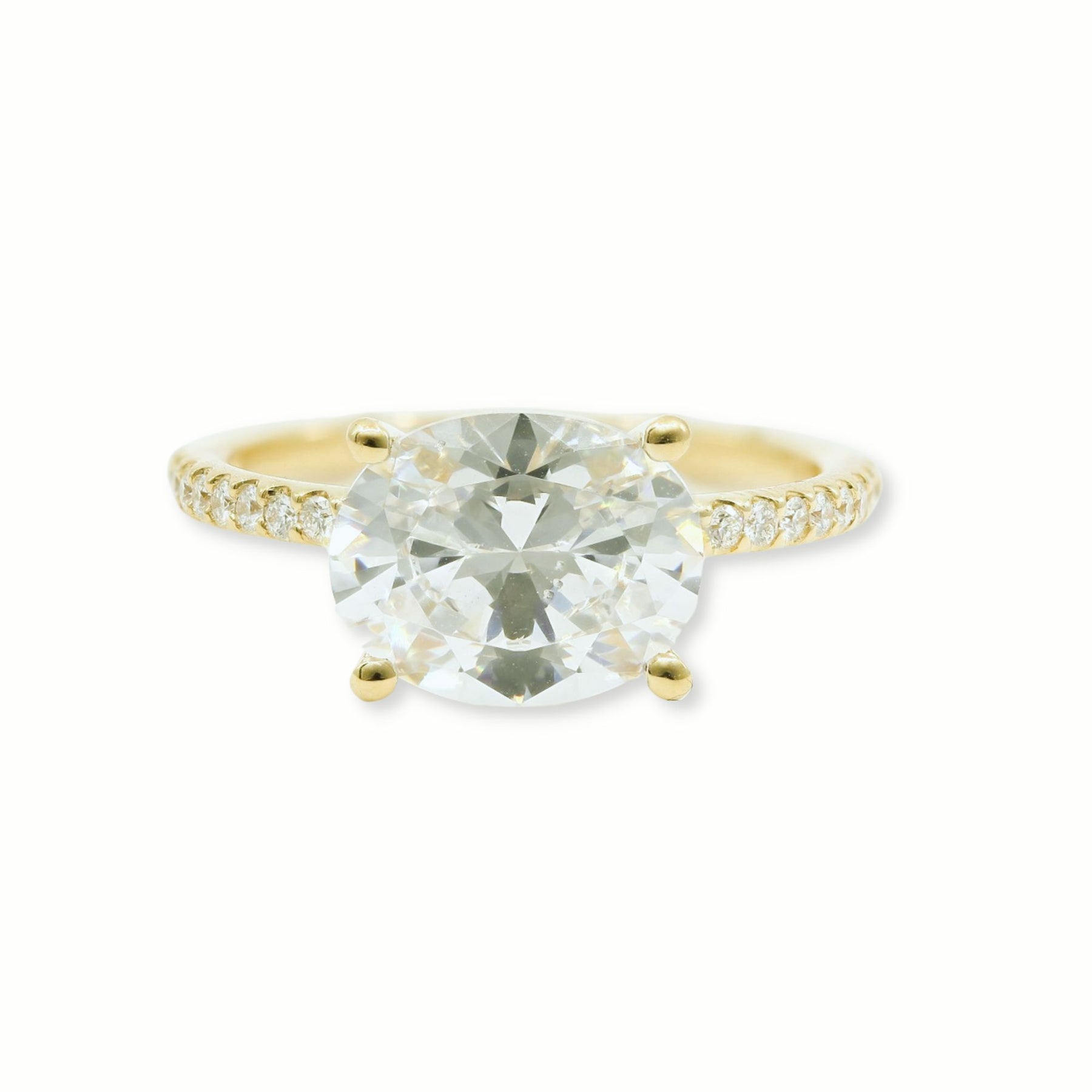 MARK PATTERSON 18K YELLOW GOLD EAST-WEST SET OVAL DIAMOND ENGAGEMENT RING (SETTING ONLY)