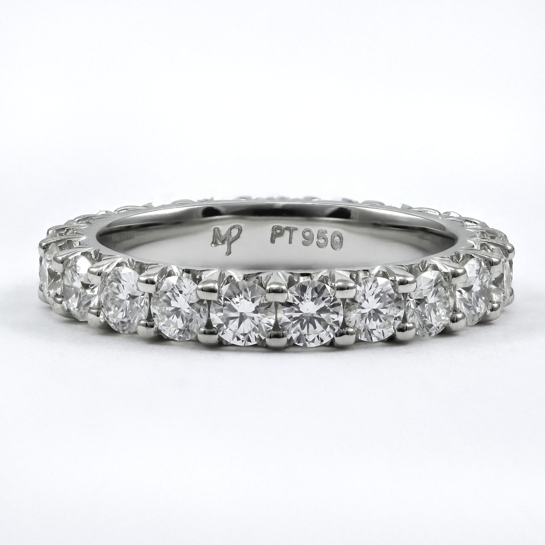 MARK PATTERSON PLATINUM SHARED PRONG DIAMOND ETERNITY BAND 2.14CTW