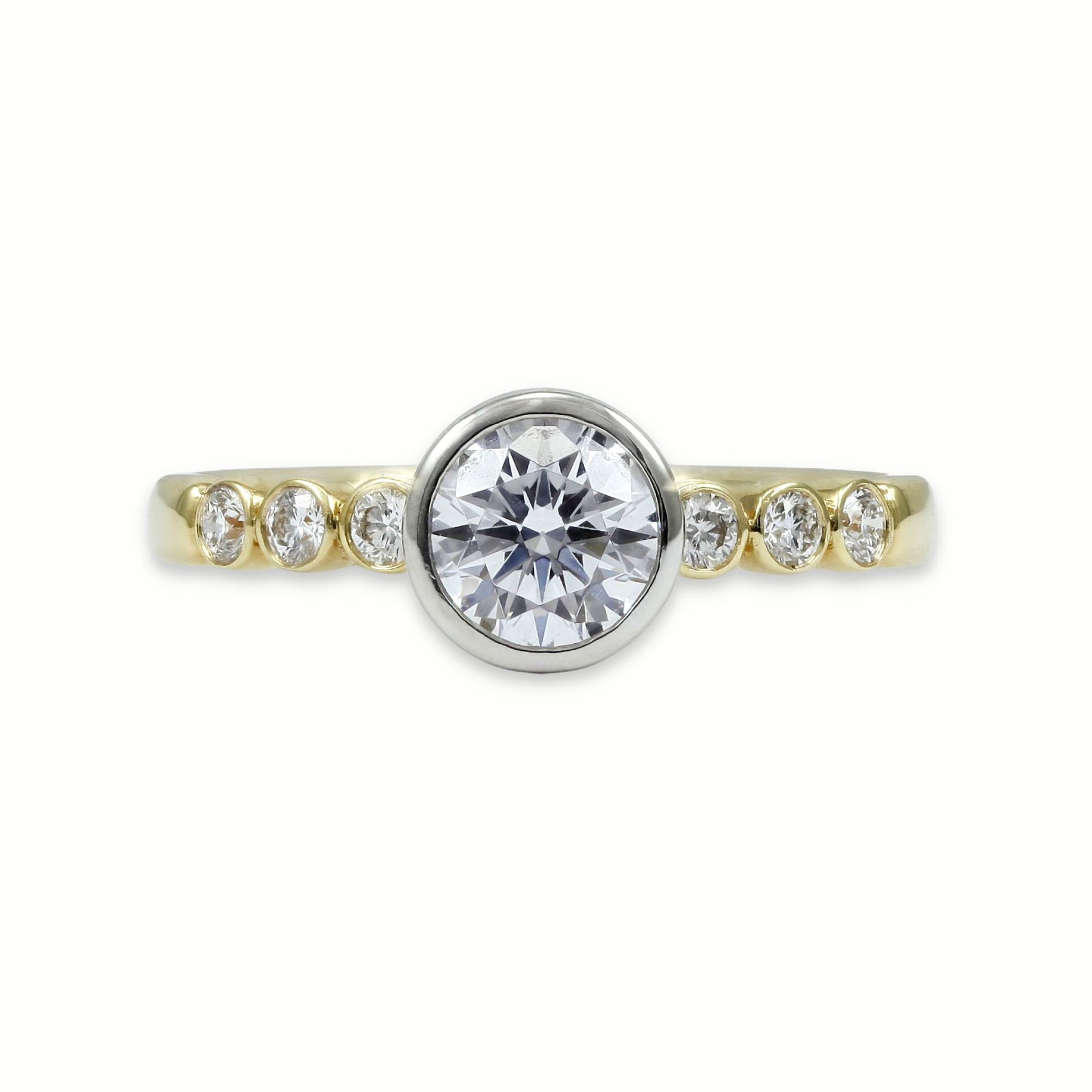 18K Yellow Gold BEZEL-SET Diamond Engagement Ring MOUNTING 0.20CTW (Setting Only)