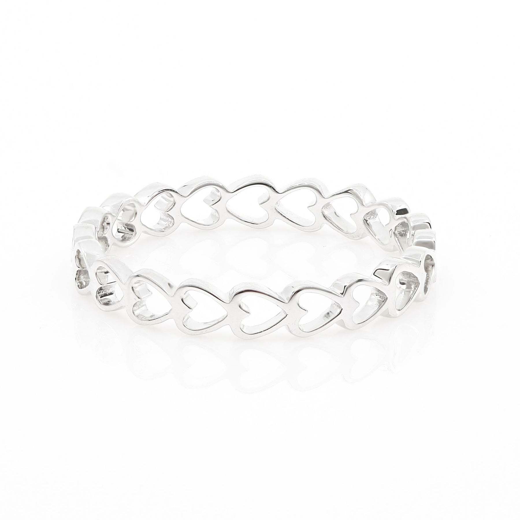 14K WHITE GOLD OPEN HEART ETERNITY BAND