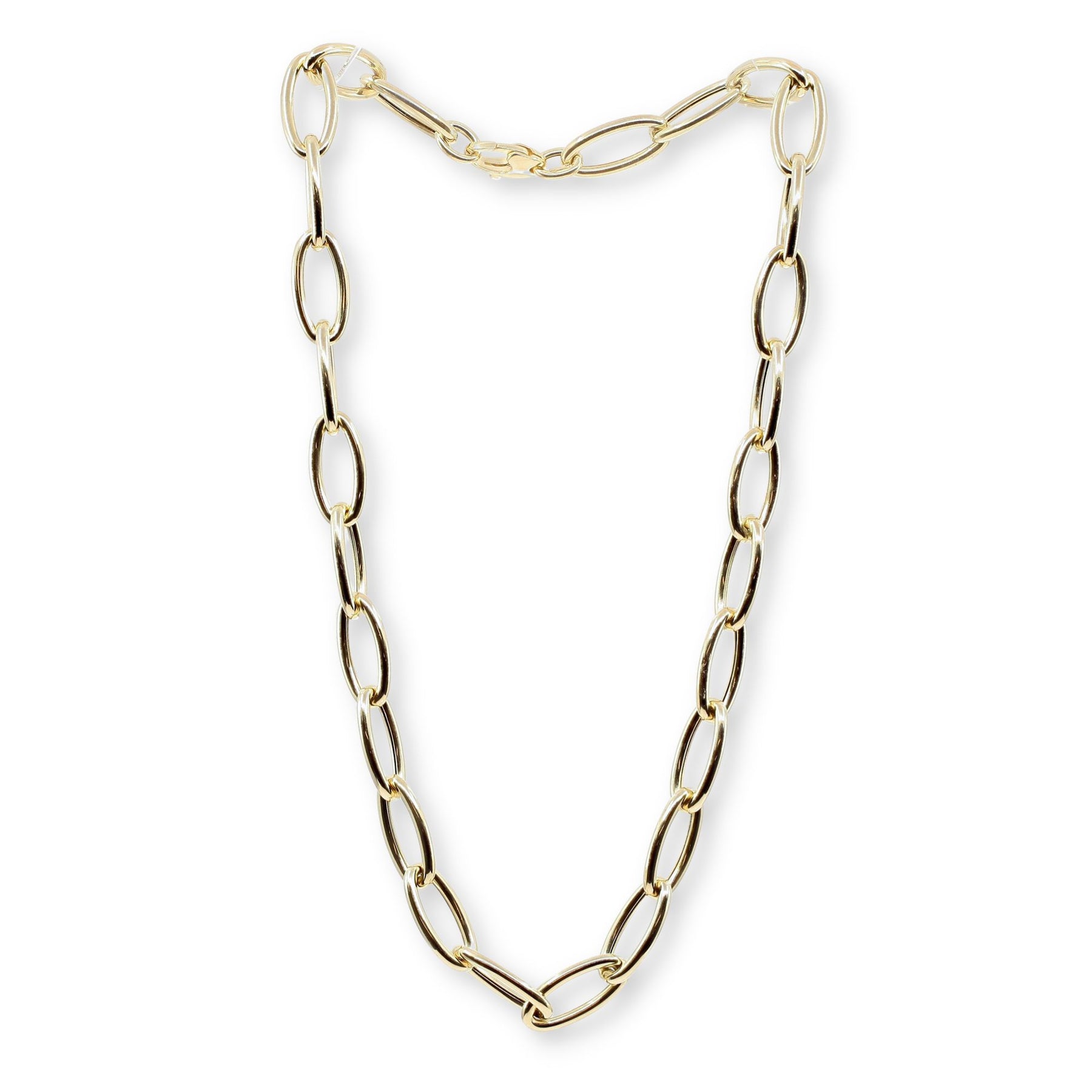 14K Yellow Gold 20-Inch Polished Oval Chain Link Necklace