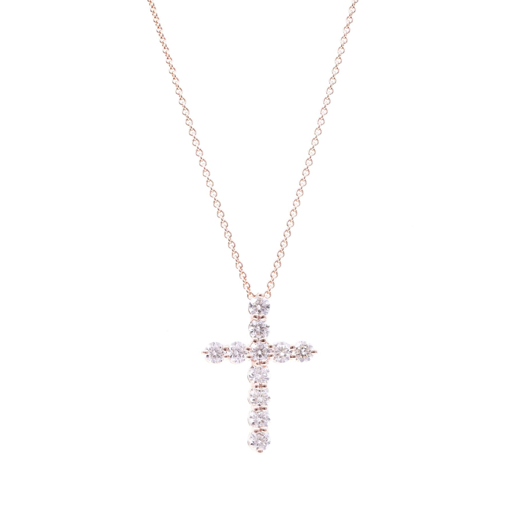 14K ROSE GOLD DIAMOND CROSS PENDANT 0.94CTW