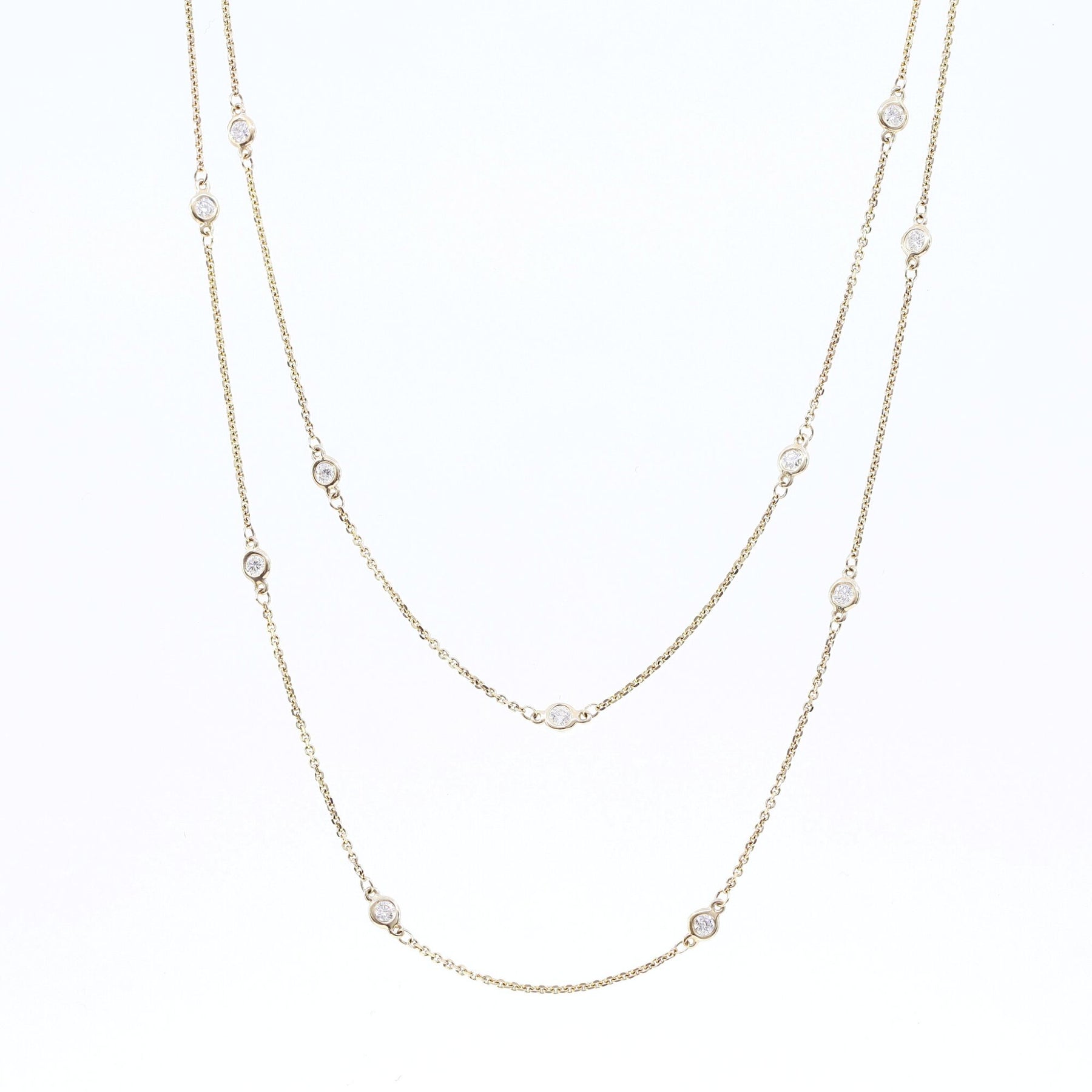 36-INCH 14K YELLOW GOLD DIAMONDS BY THE YARD ROUND BRILLIANT DIAMOND NECKLACE 0.85CTW