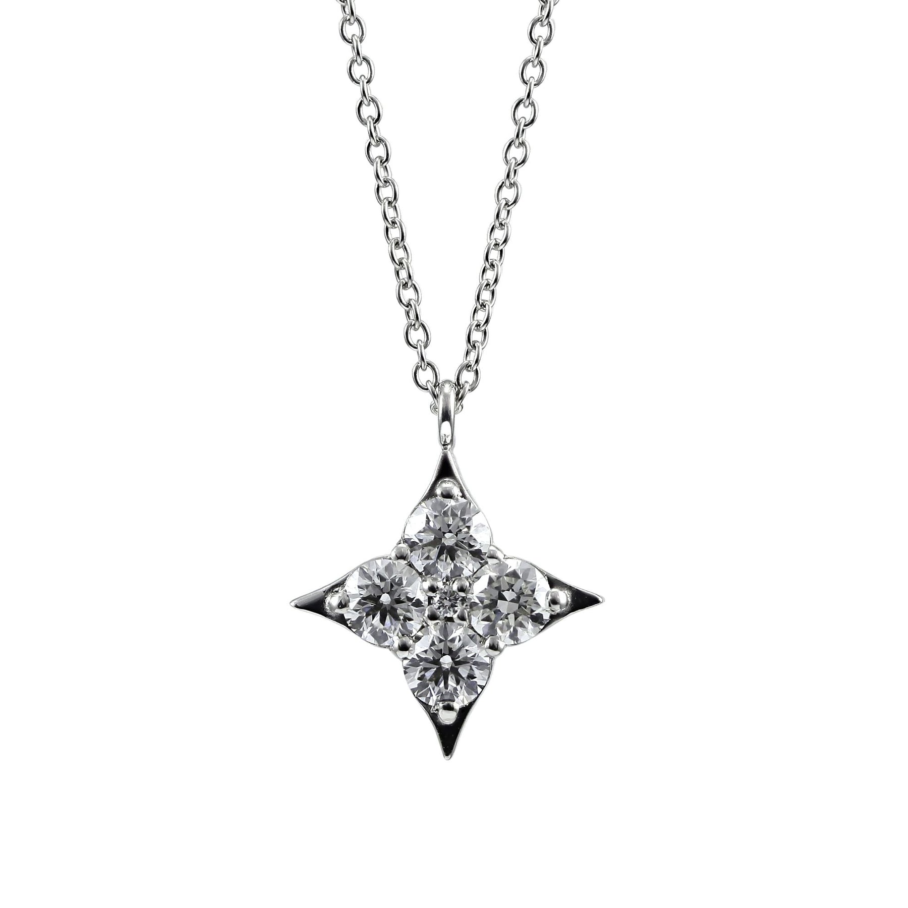 18K WHITE GOLD AND PALLADIUM DIAMOND STAR PENDANT NECKLACE 0.82CTW