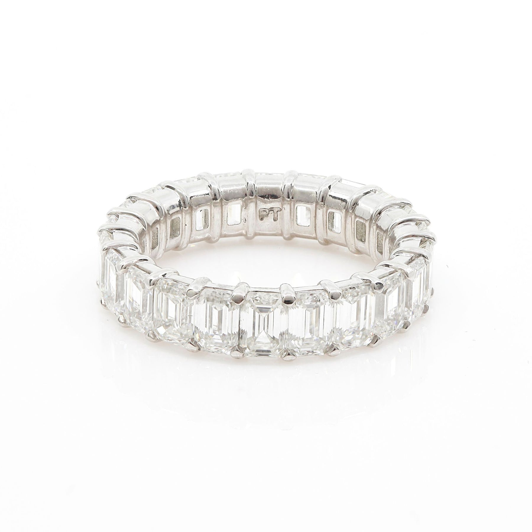 PLATINUM EMERALD-CUT DIAMOND ETERNITY BAND 7.11CTW