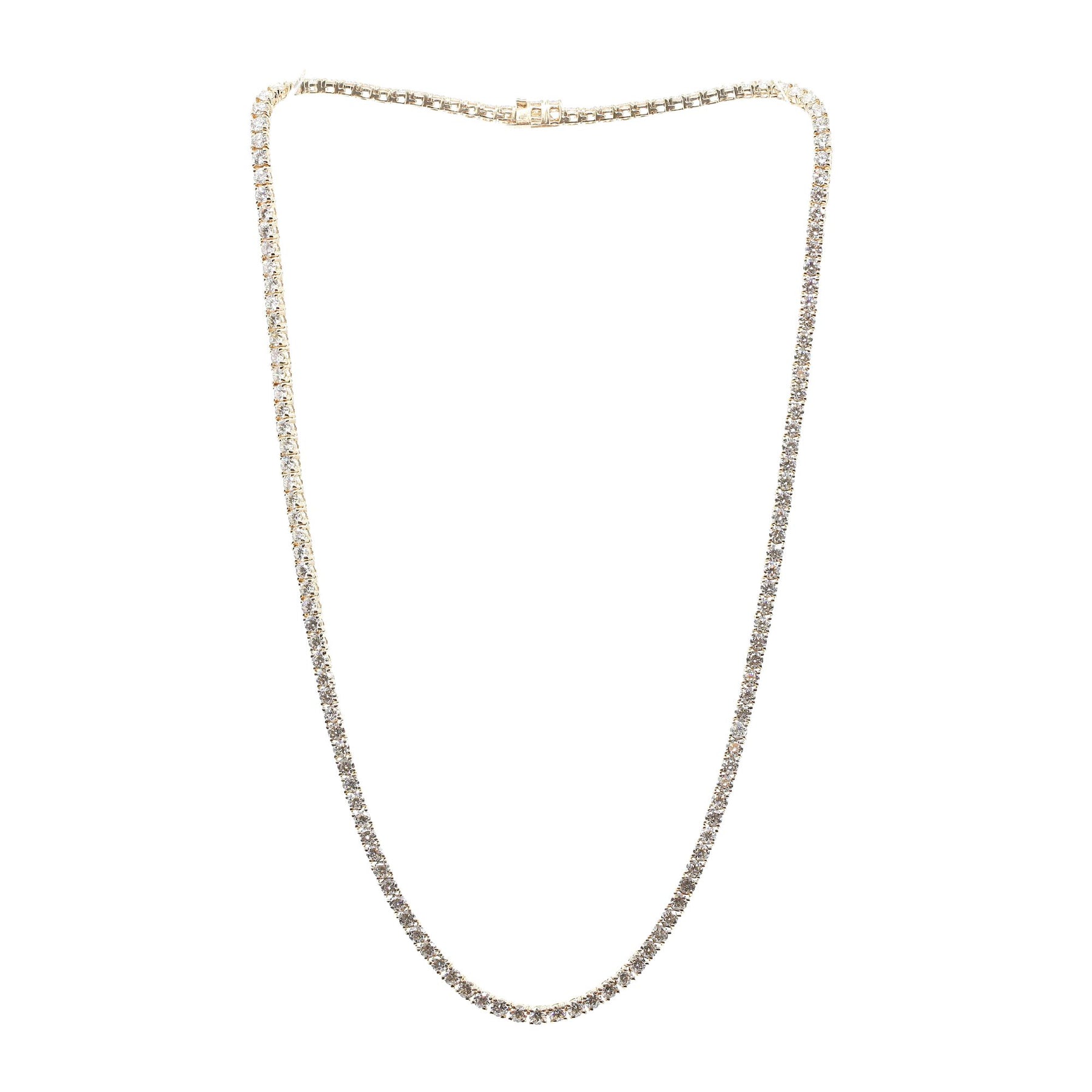 14K YELLOW GOLD 17-INCH ROUND DIAMOND TENNIS NECKLACE 11.64CTW