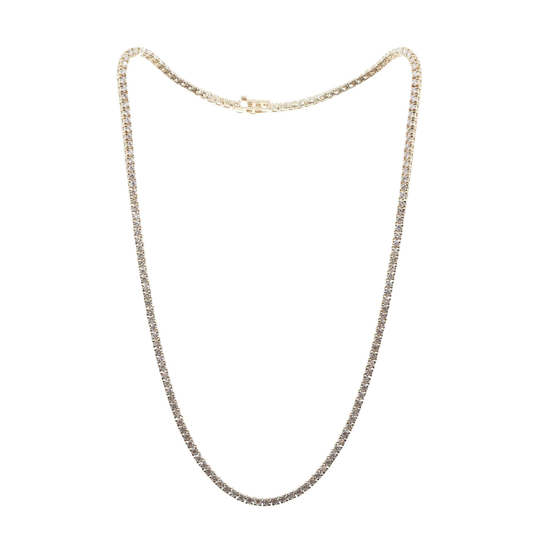 14K YELLOW GOLD ROUND DIAMOND TENNIS NECKLACE 6.61CTW