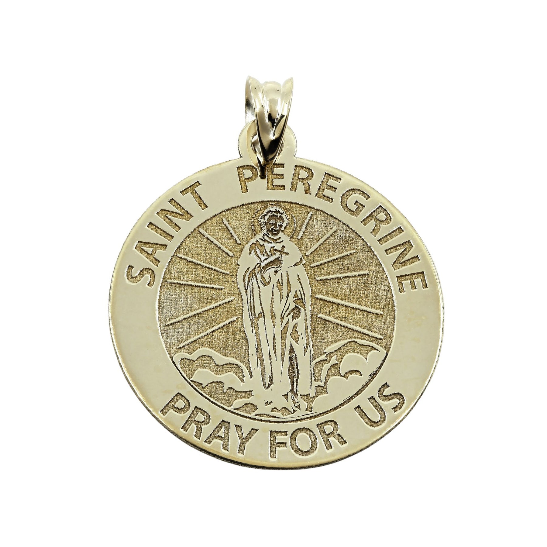 14K YELLOW GOLD 21MM ST. PEREGRINE MEDALLION PENDANT