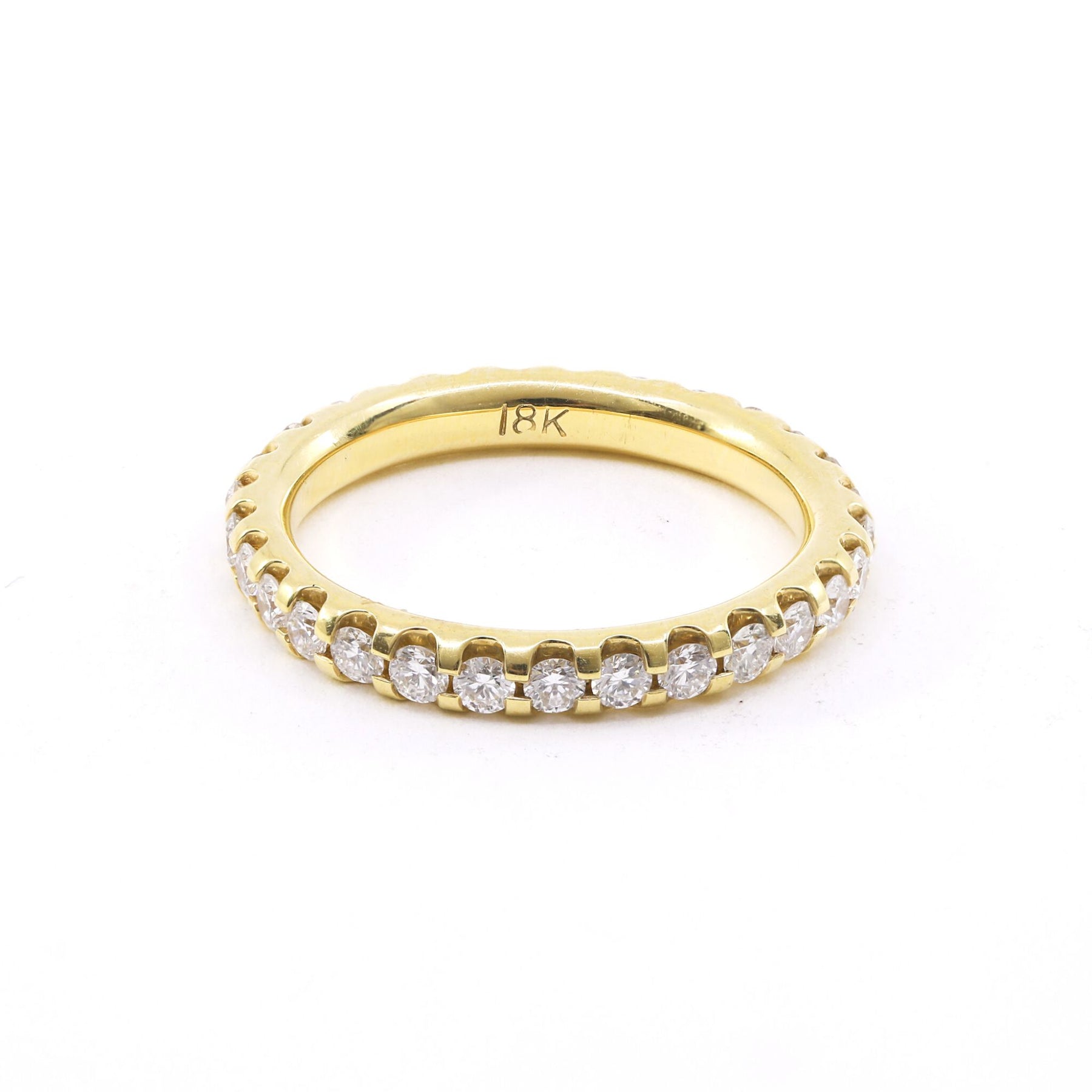 18K YELLOW GOLD SMOOTH PRONG DIAMOND ETERNITY BAND 0.80CTW