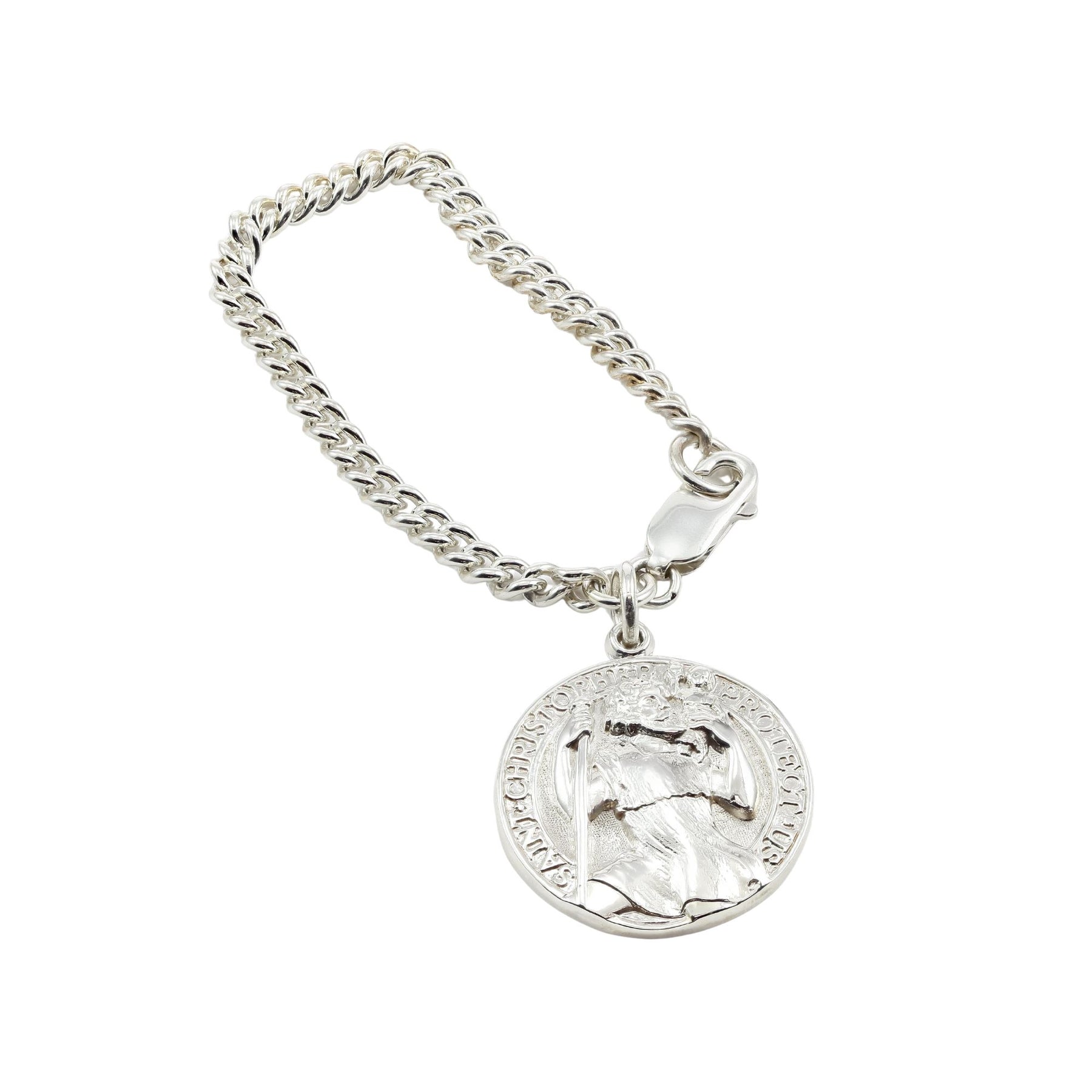 STERLING SILVER ST. CHRISTOPHER KEYCHAIN MEDALLION