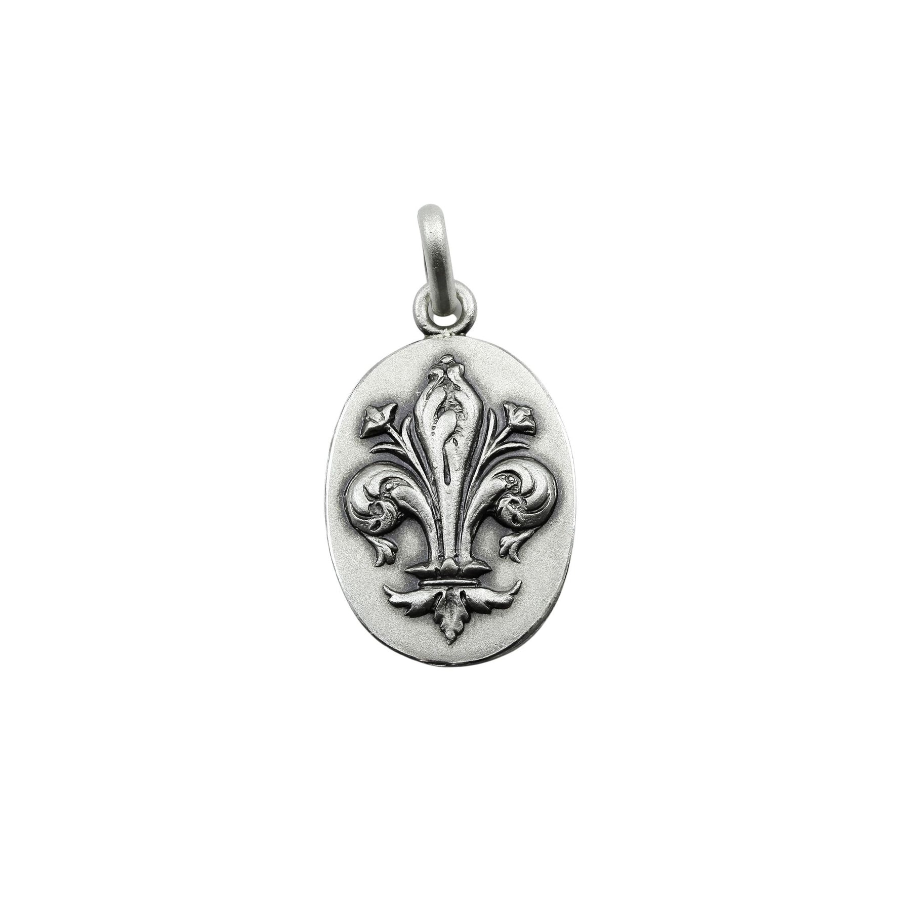 STERLING SILVER OVAL FLEUR DE LIS MEDALLION