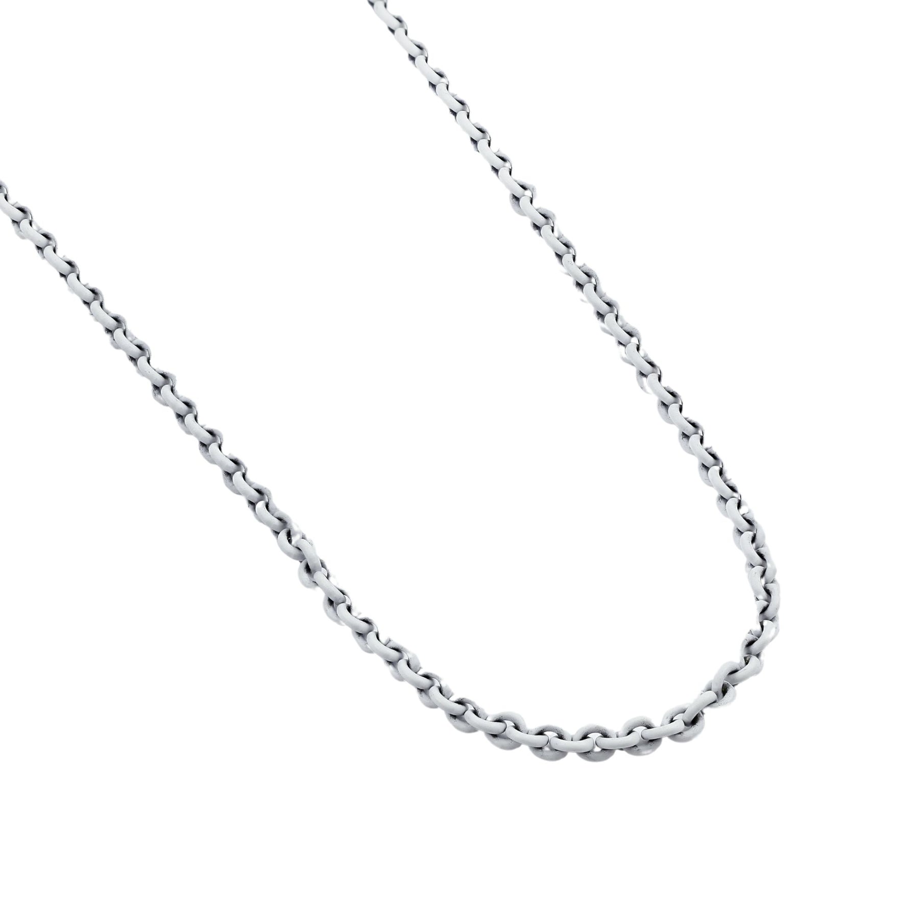 STERLING SILVER 20-INCH WHITE LACQUERED CABLE CHAIN NECKLACE