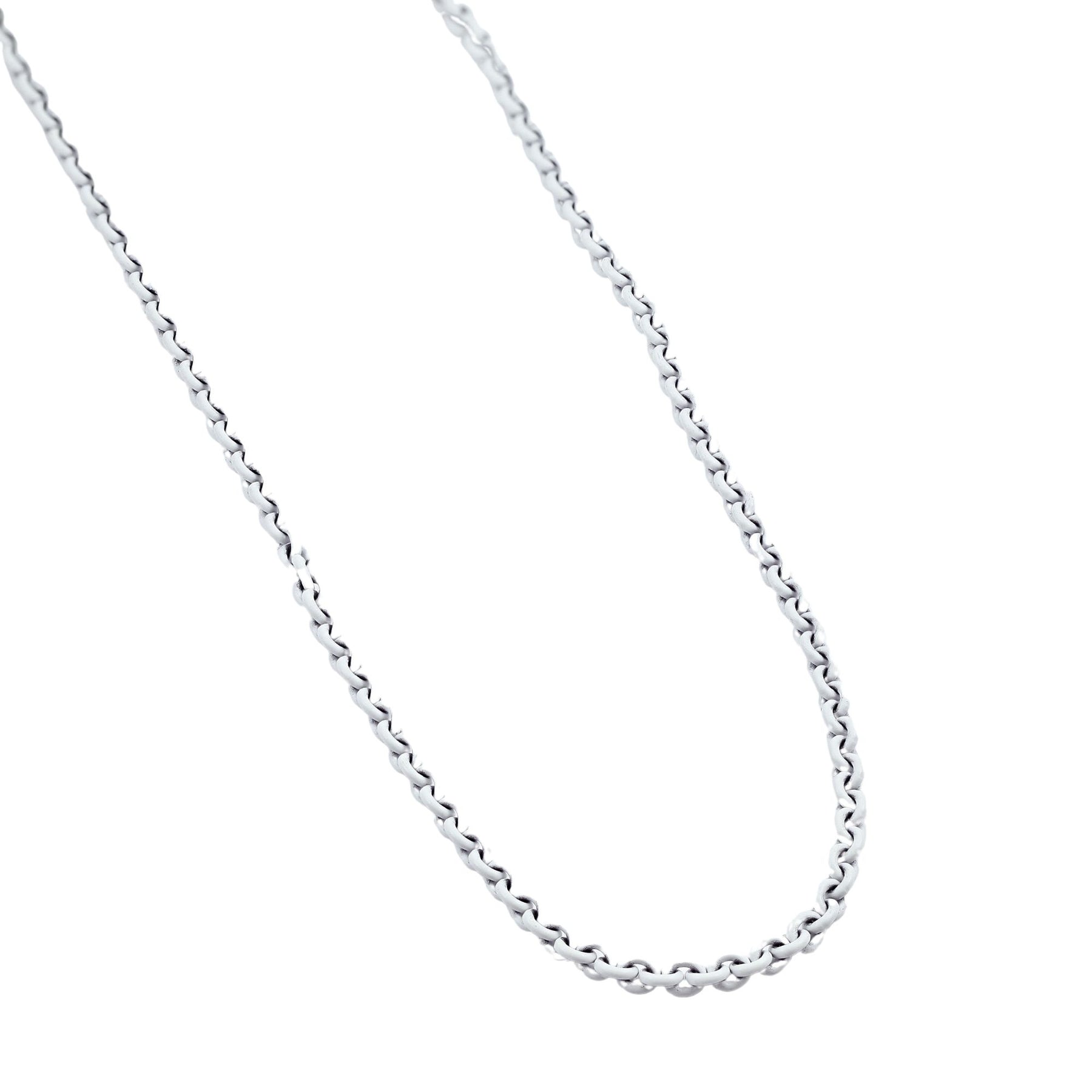 STERLING SILVER 22-INCH WHITE LACQUERED CABLE CHAIN NECKLACE