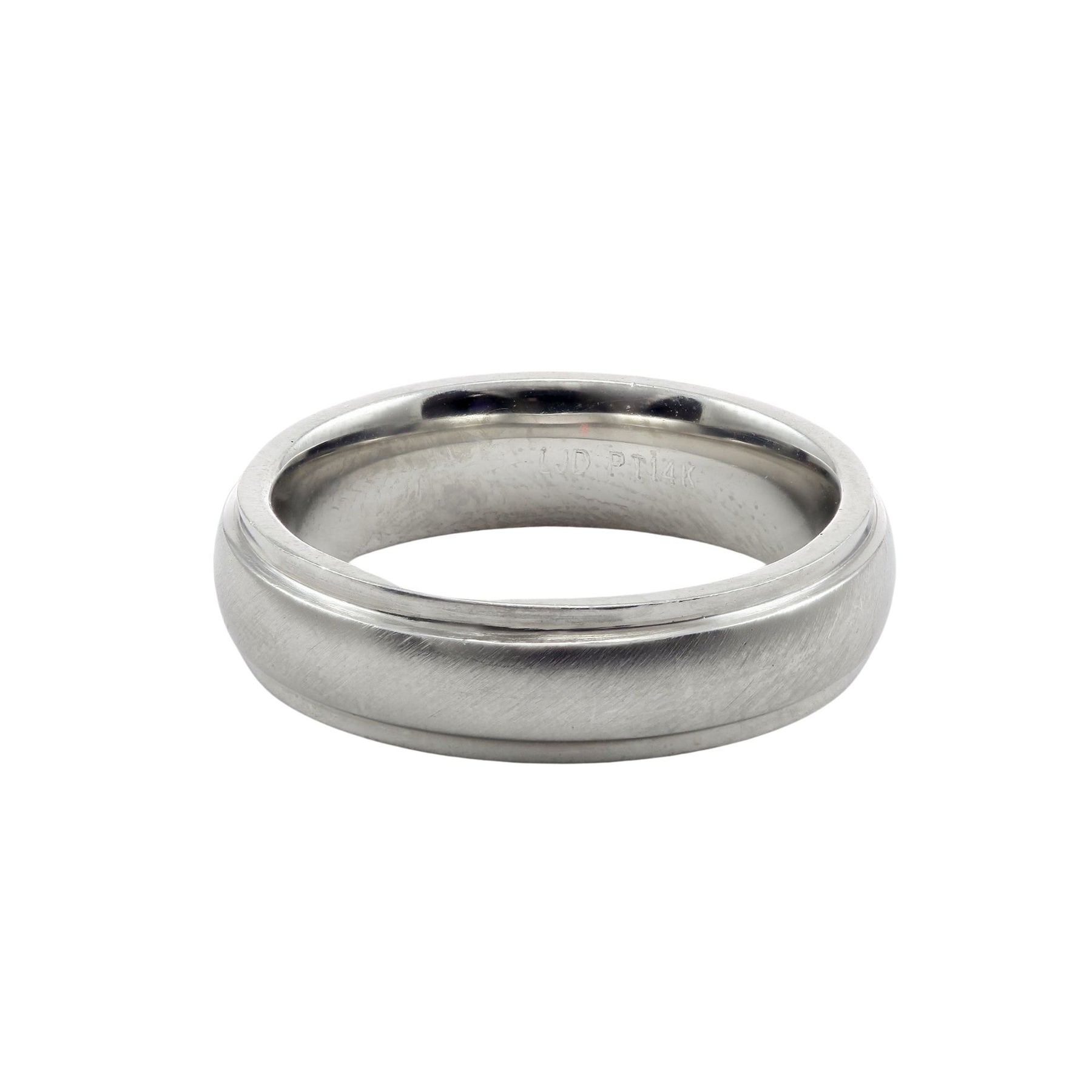 Platinum 6mm Satin Wedding Band with Polished Edges