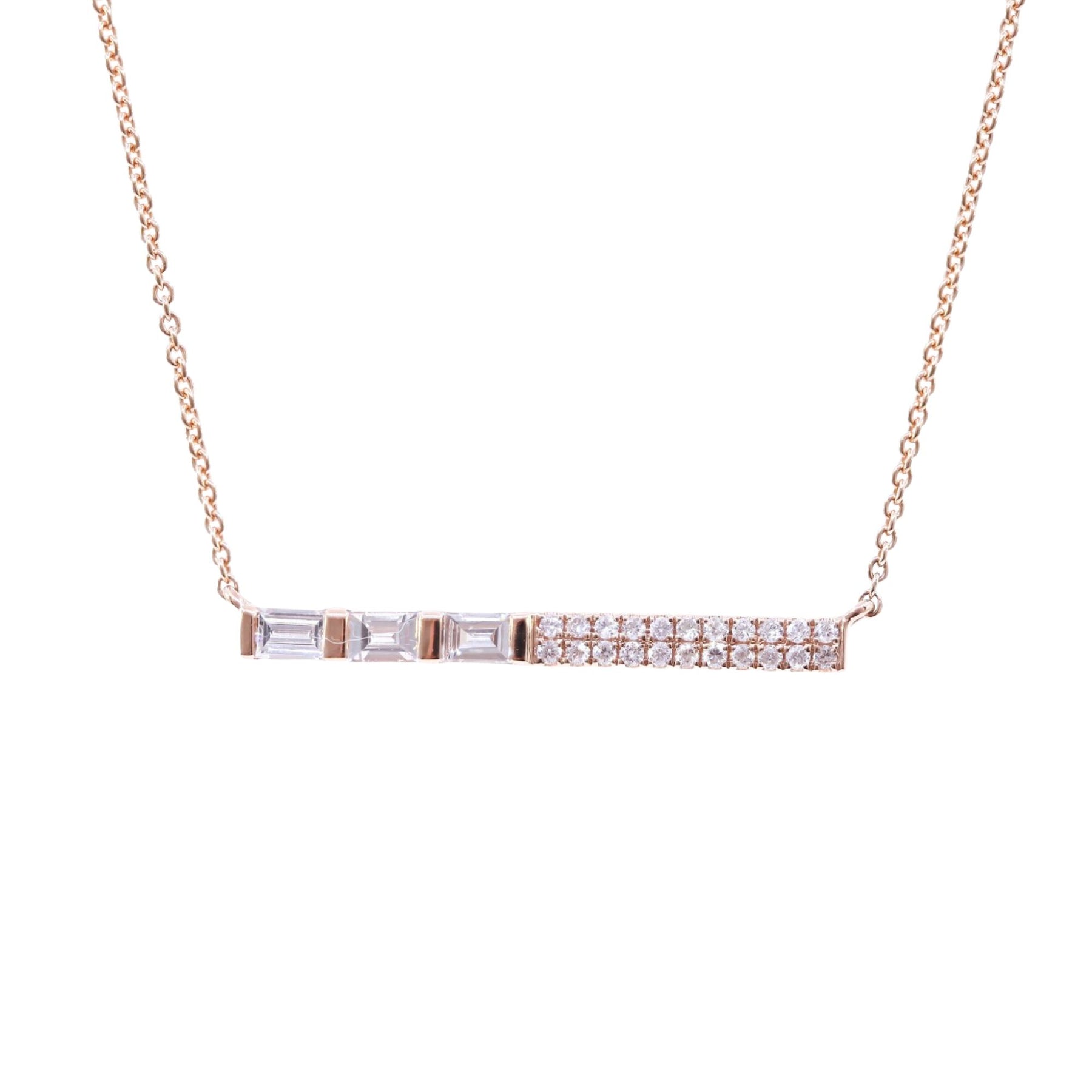 18K ROSE GOLD DIAMOND BAR PENDANT 0.26CTW