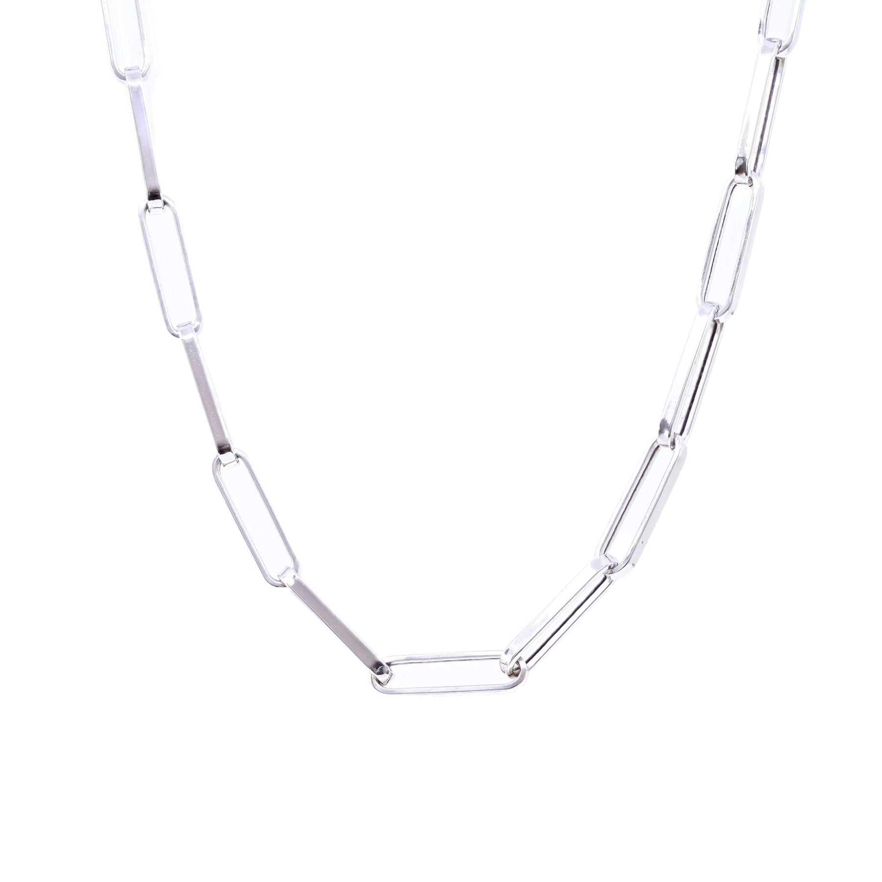 18K WHITE GOLD 17-INCH PAPERCLIP LINK NECKLACE