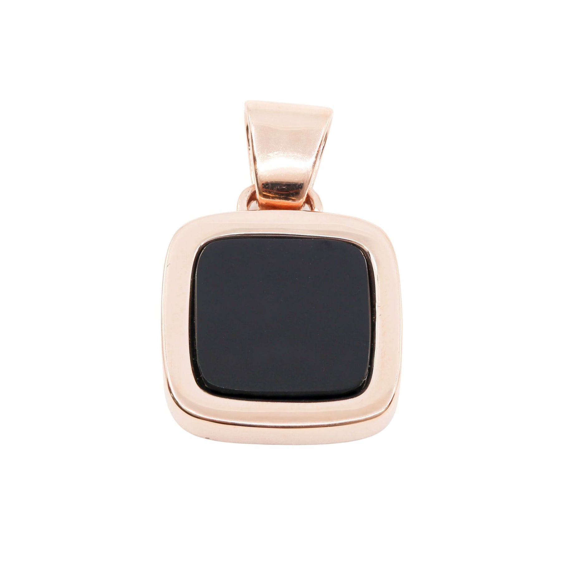 14K ROSE GOLD SOFT SQUARE BLACK ONYX PENDANT