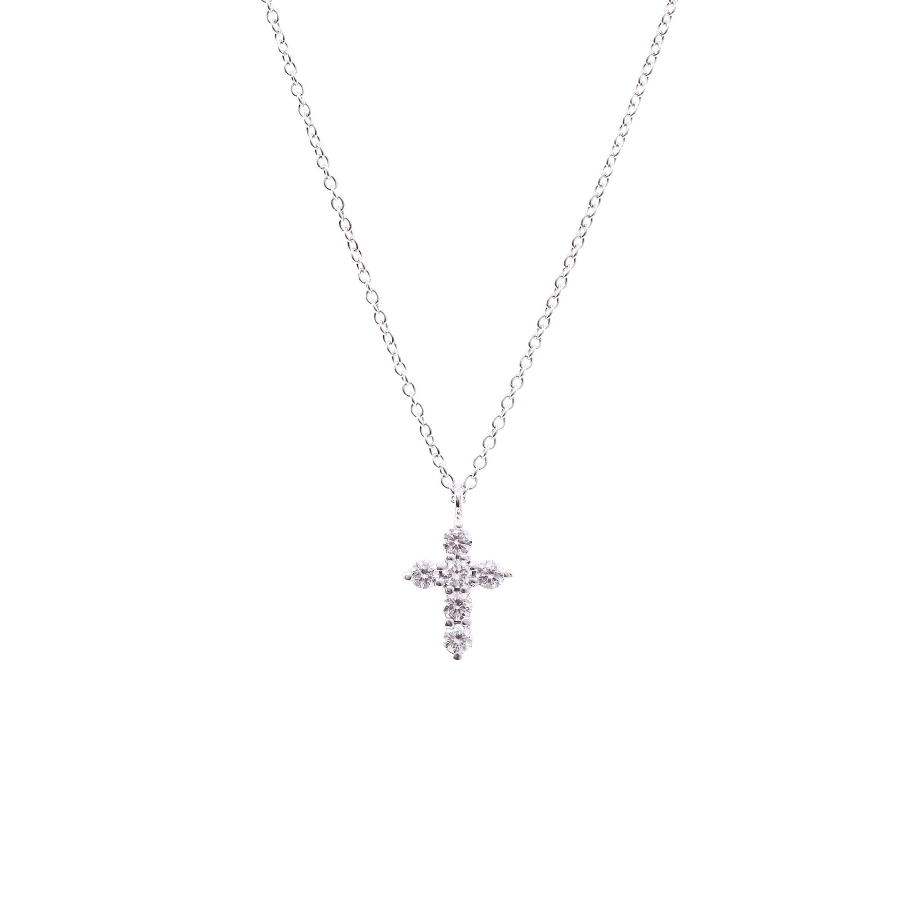 18K WHITE GOLD DIAMOND CROSS PENDANT 0.33CTW