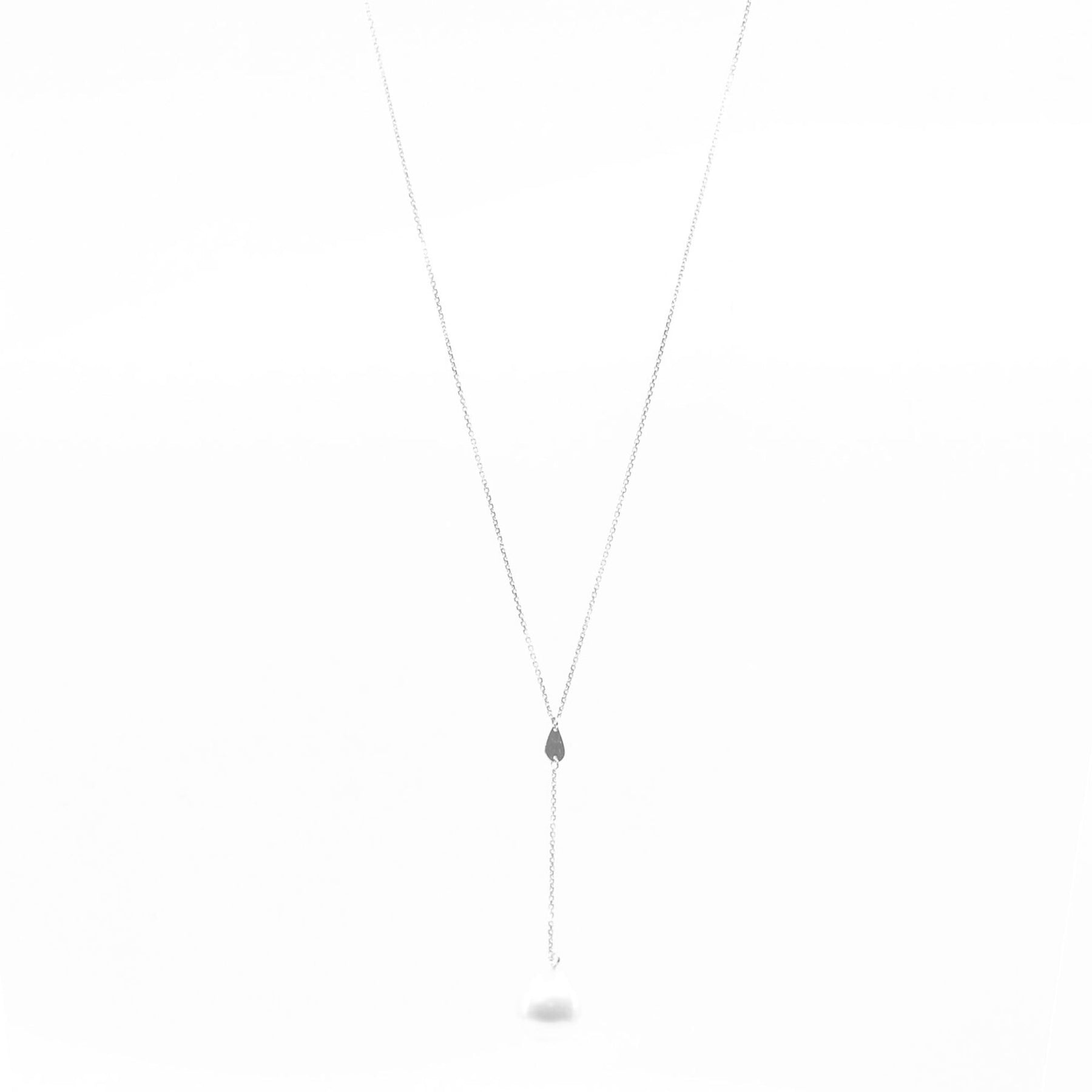 14K WHITE GOLD TEARDROP SOUTH SEA PEARL LARIAT STYLE NECKLACE