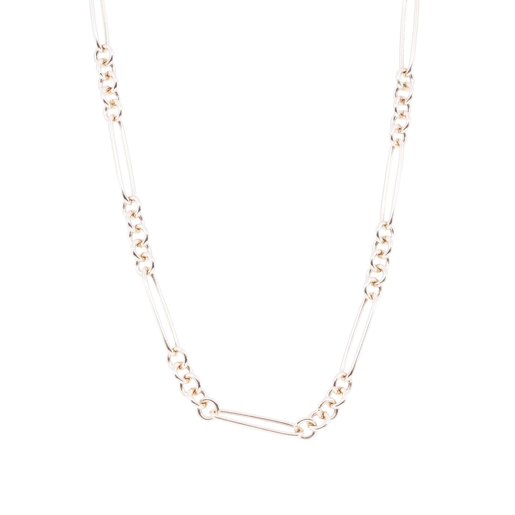 14K YELLOW GOLD 18-INCH MULTI-LINK ROUND AND LONG LINK CHAIN NECKLACE