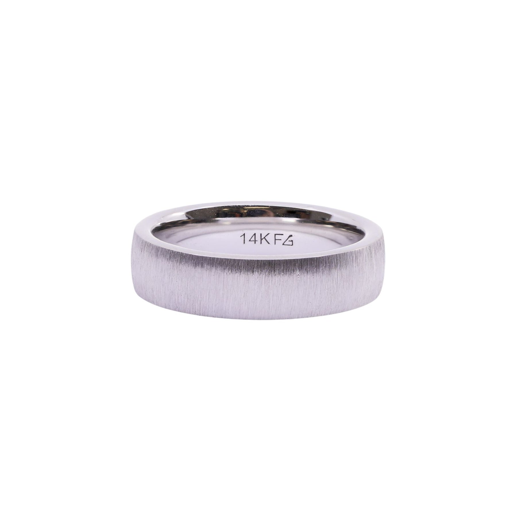 Satin 14k white gold 6mm comfort fit wedding band 