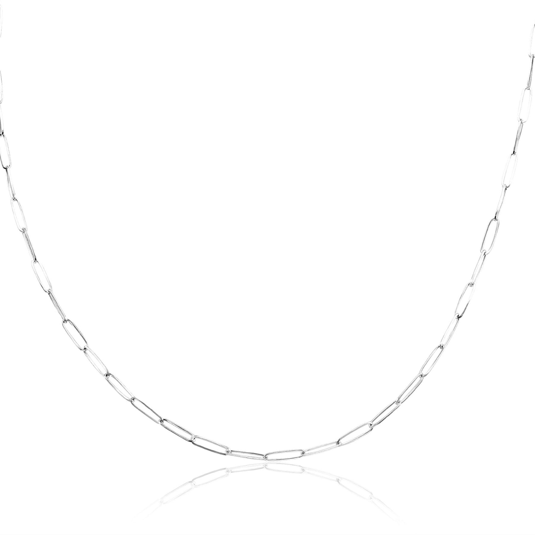 14K WHITE GOLD 24-INCH 2.4MM PAPERCLIP CHAIN NECKLACE