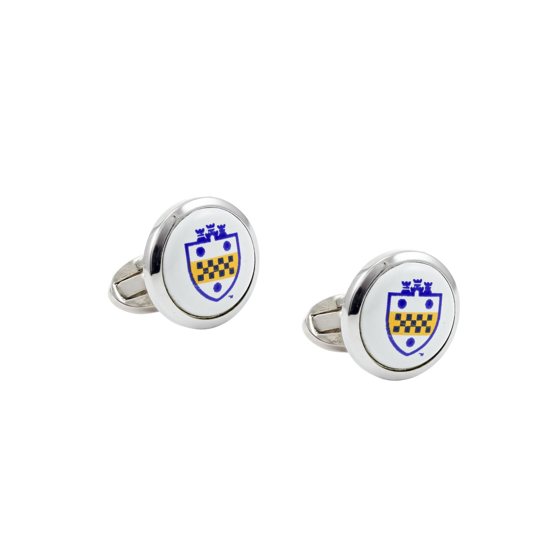 HALCYON DAYS PALLADIUM PLATED WHITE PITT CUFFLINKS