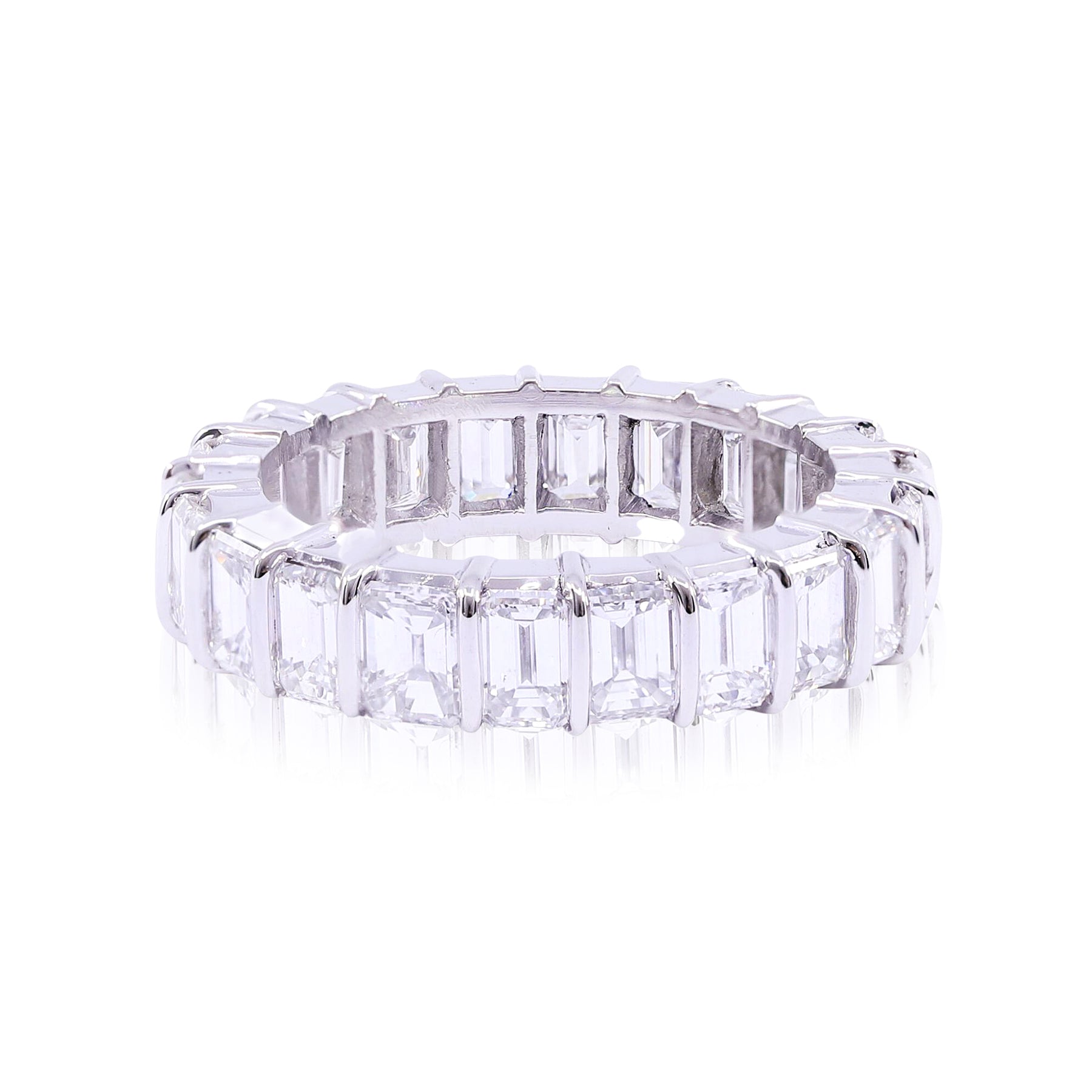 ESTATE PLATINUM DIAMOND ETERNITY BAND EMERALD CUT 7.25CTW - SZ 8.5