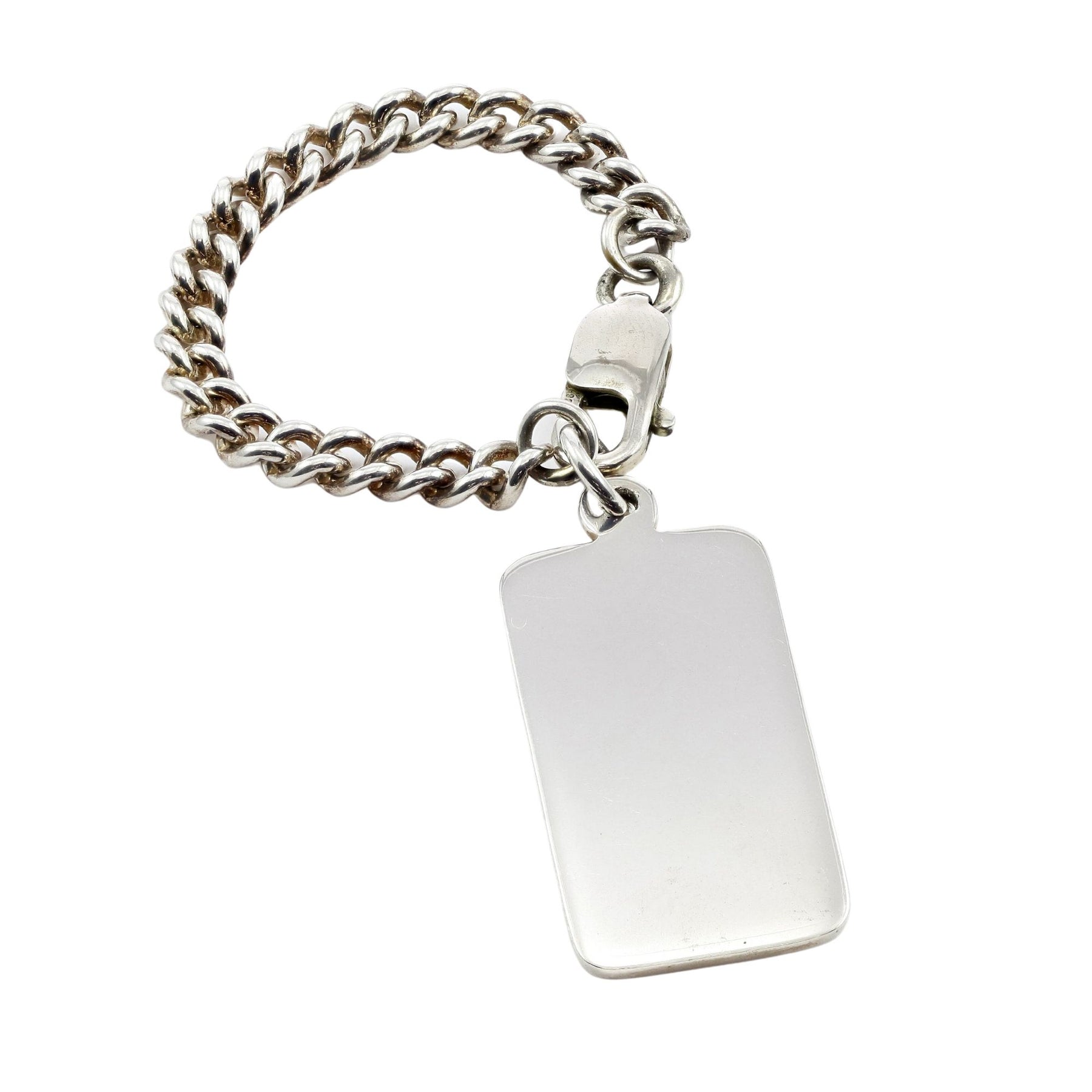 Sterling silver 1-1/8in Dog Tag Keychain