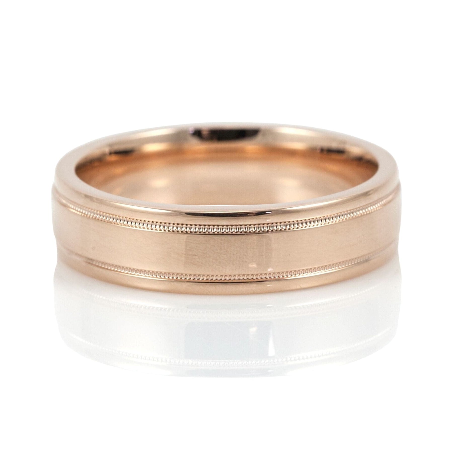 18K ROSE GOLD 6MM POLISHED COMFORT FIT WEDDING BAND WITH MILGRAIN EDGES