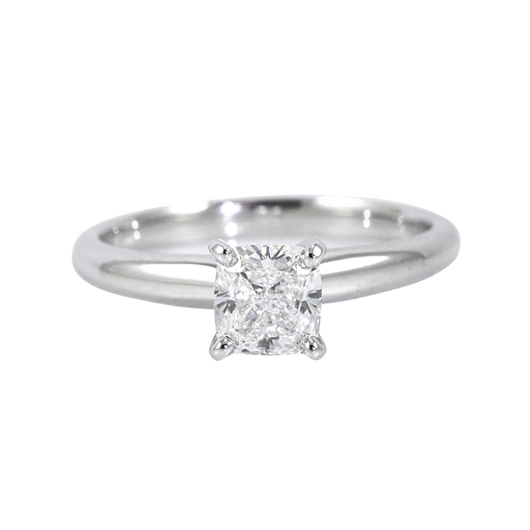 14K WHITE GOLD PINCHED SHOULDER 4-PRONG DIAMOND SOLITAIRE ENGAGEMENT RING