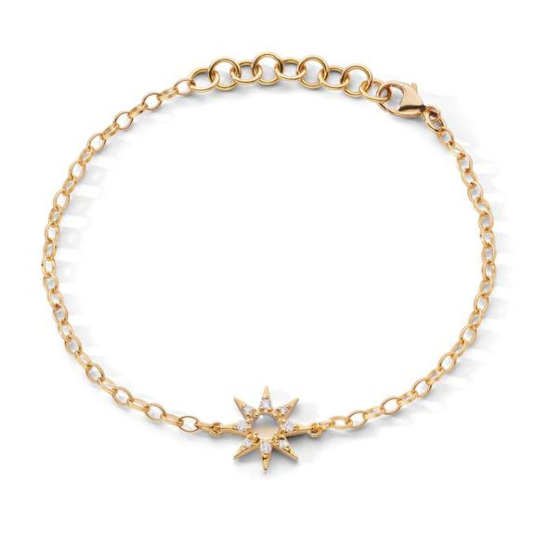 Monica Rich Kosann 7-inch 18K yellow gold water opal and diamond star charm bracelet