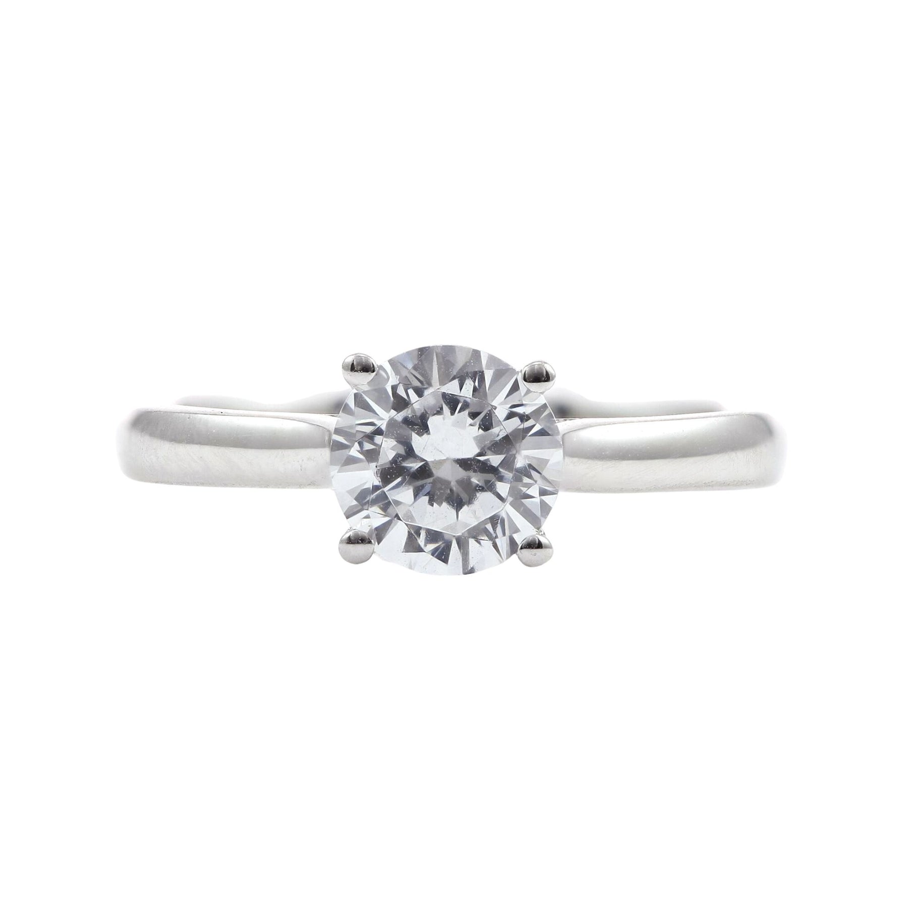 14K WHITE GOLD 4-PRONG FLUSH-FIT SOLITAIRE ENGAGEMENT RING WITH UNDER-BEZEL AND CATHEDRAL