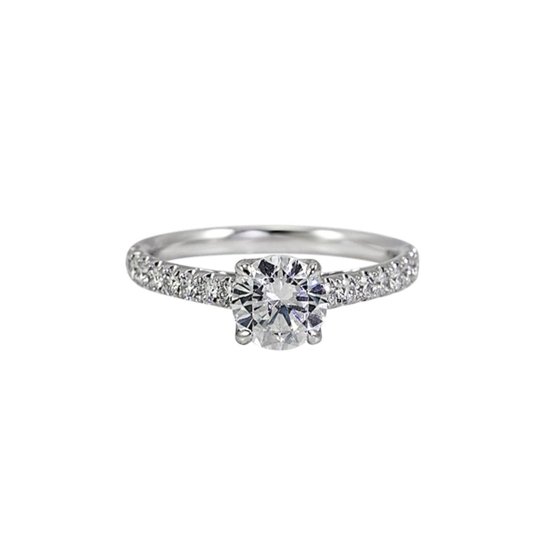 18K White Gold 4-Prong Semi-Mount Diamond Accent Engagement Ring