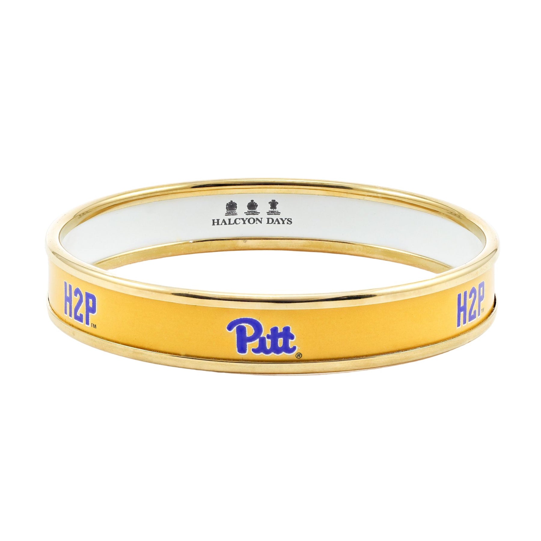 HALCYON DAYS 18K YELLOW GOLD YELLOW ENAMEL PITT H2P BANGLE BRACELET